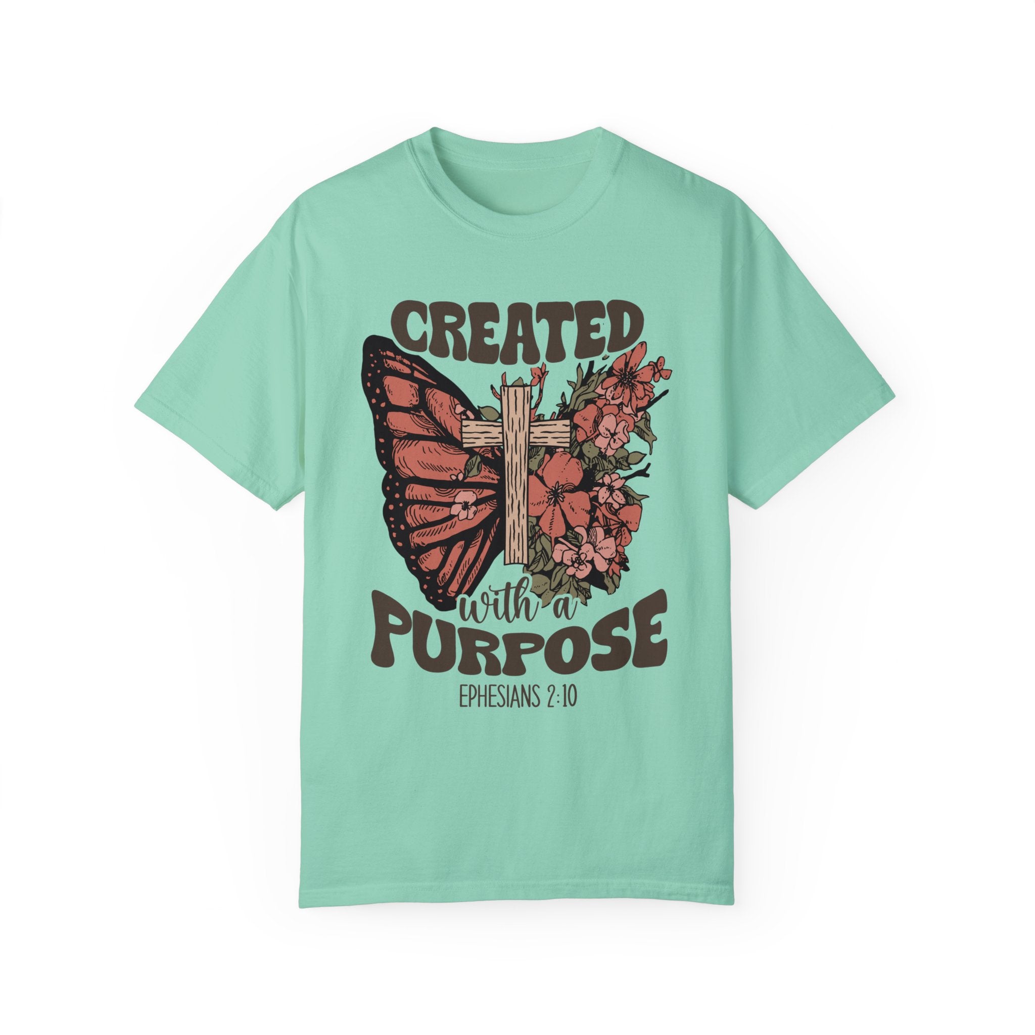 Created with a Purpose Butterfly Cross Comfy Heavyweight Short Sleeve Tee