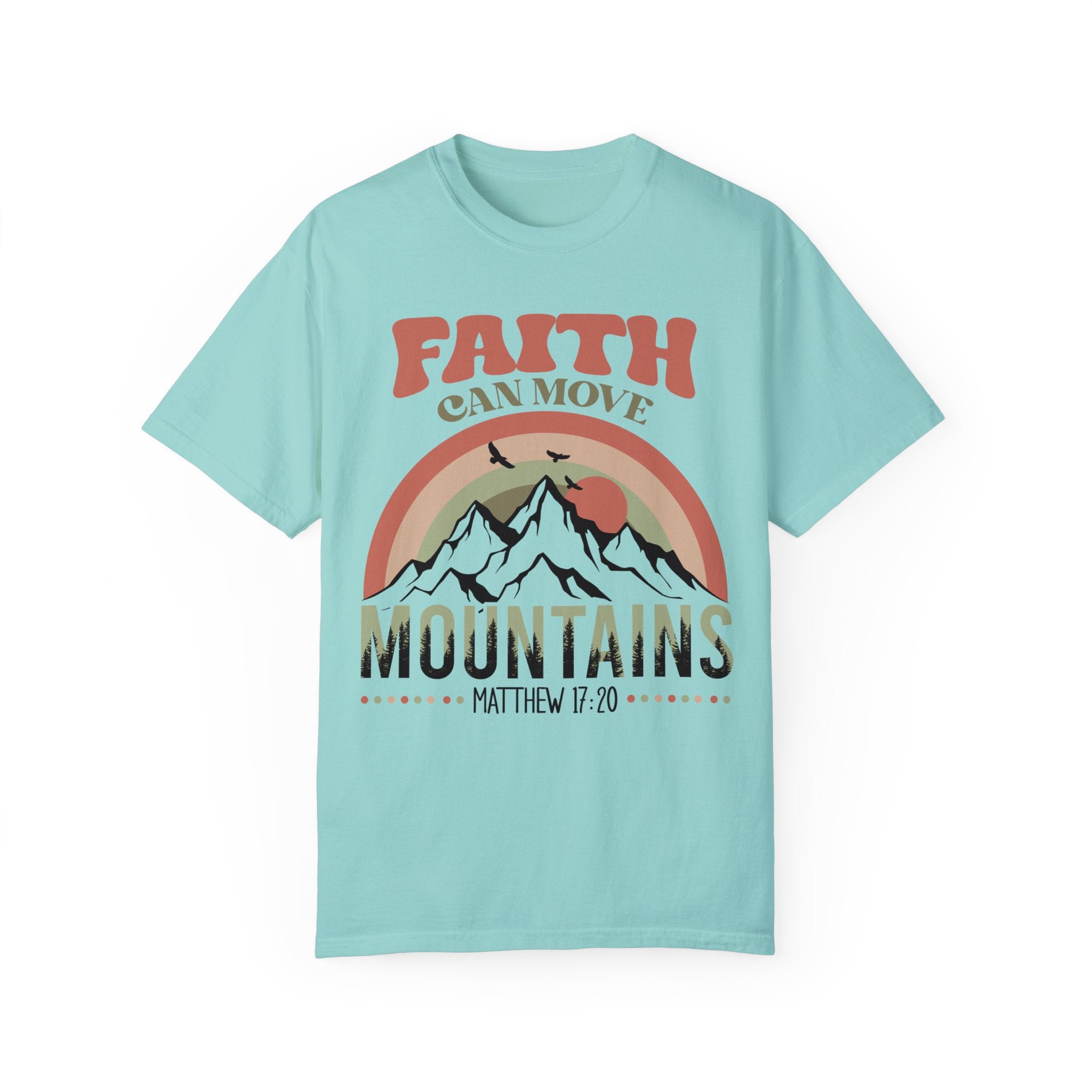 Faith Can Move Mountains Comfy Heavyweight Short Sleeve Adult Tee