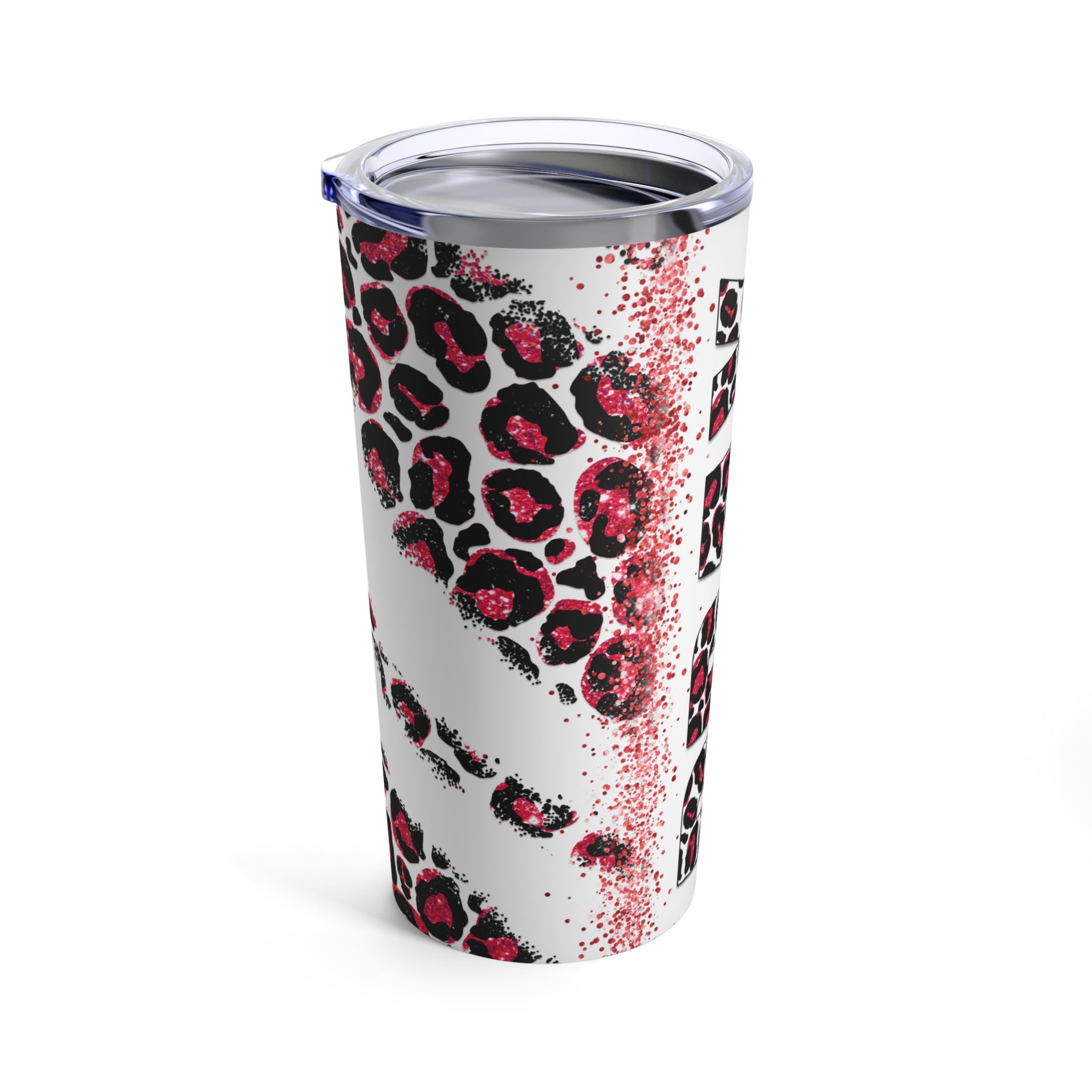 Pray Animal Print Red Glitter Hot-Cold Tumbler 20 oz with Sip Lid Size: 20oz Jesus Passion Apparel