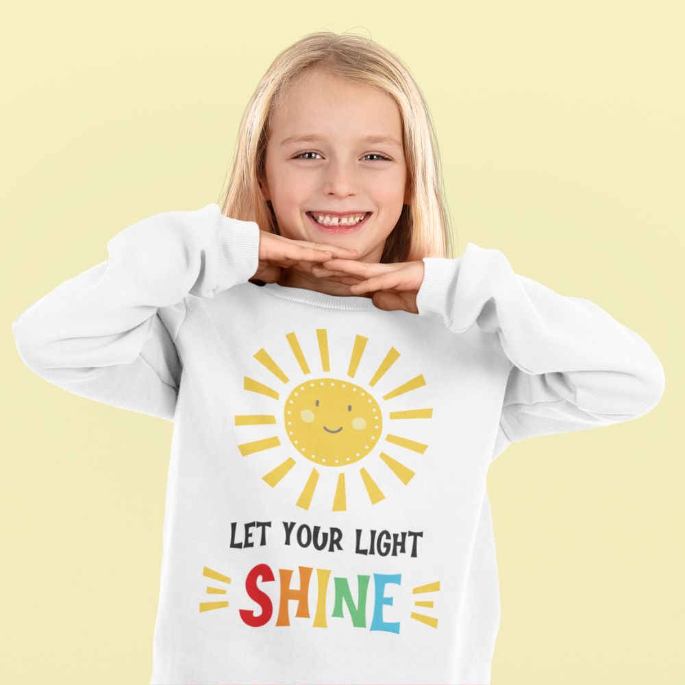 Let Your Light Shine Youth Crewneck Sweatshirt Color: White Size: XS Jesus Passion Apparel