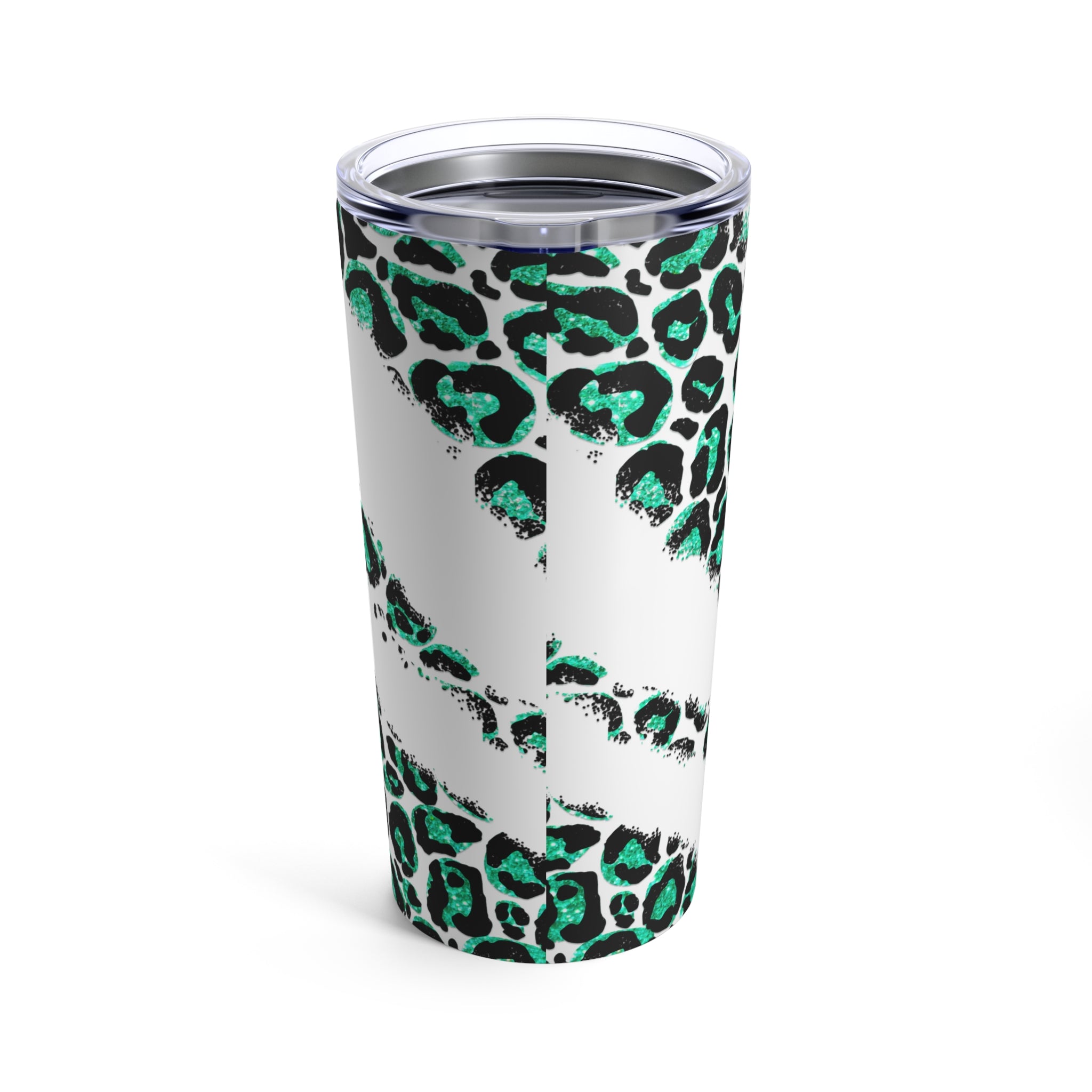 Pray Animal Print Green Glitter Hot-Cold Tumbler 20 oz with Sip Lid Size: 20oz Jesus Passion Apparel