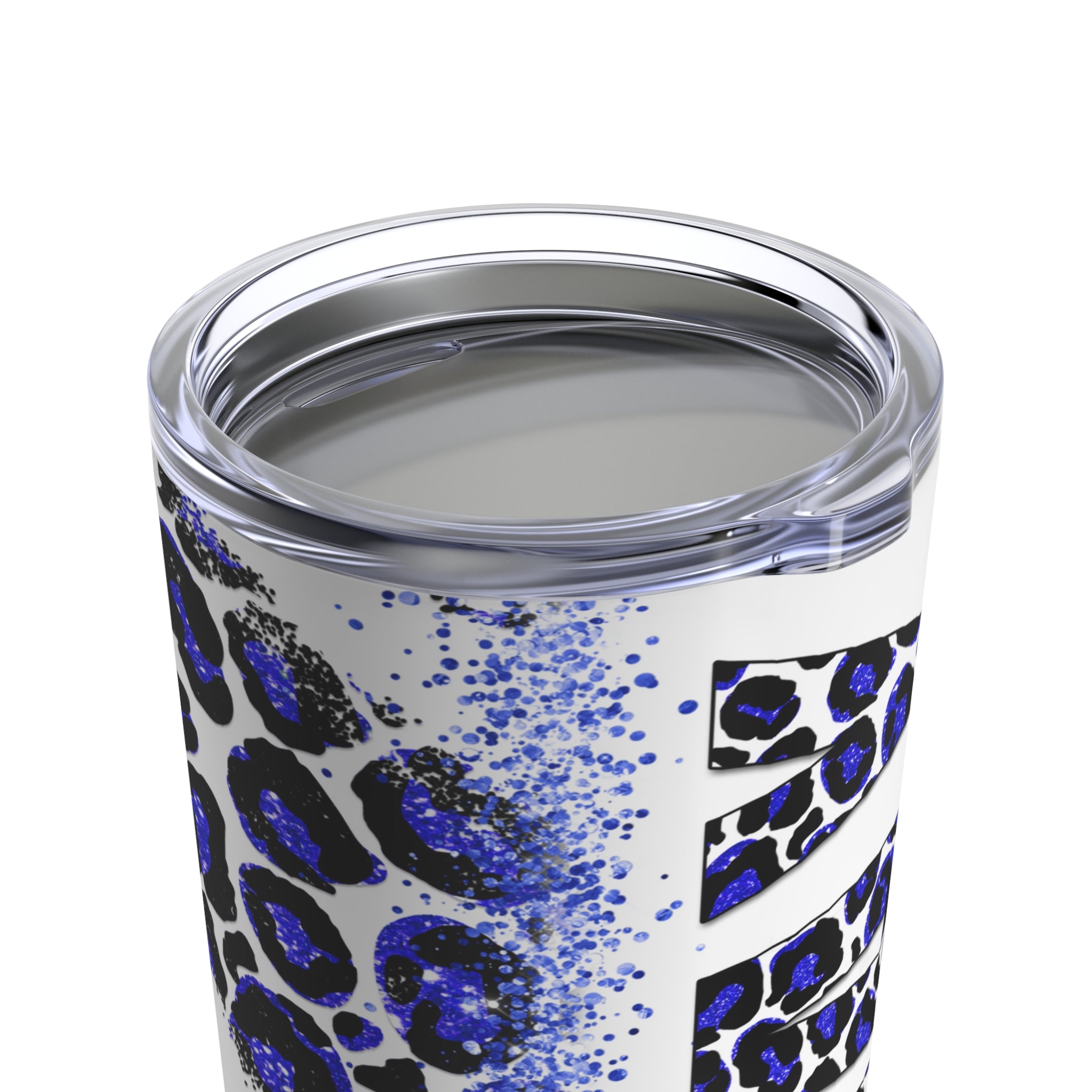 Pray Animal Print Blue Glitter Hot-Cold Tumbler 20 oz with Sip Lid Size: 20oz Jesus Passion Apparel