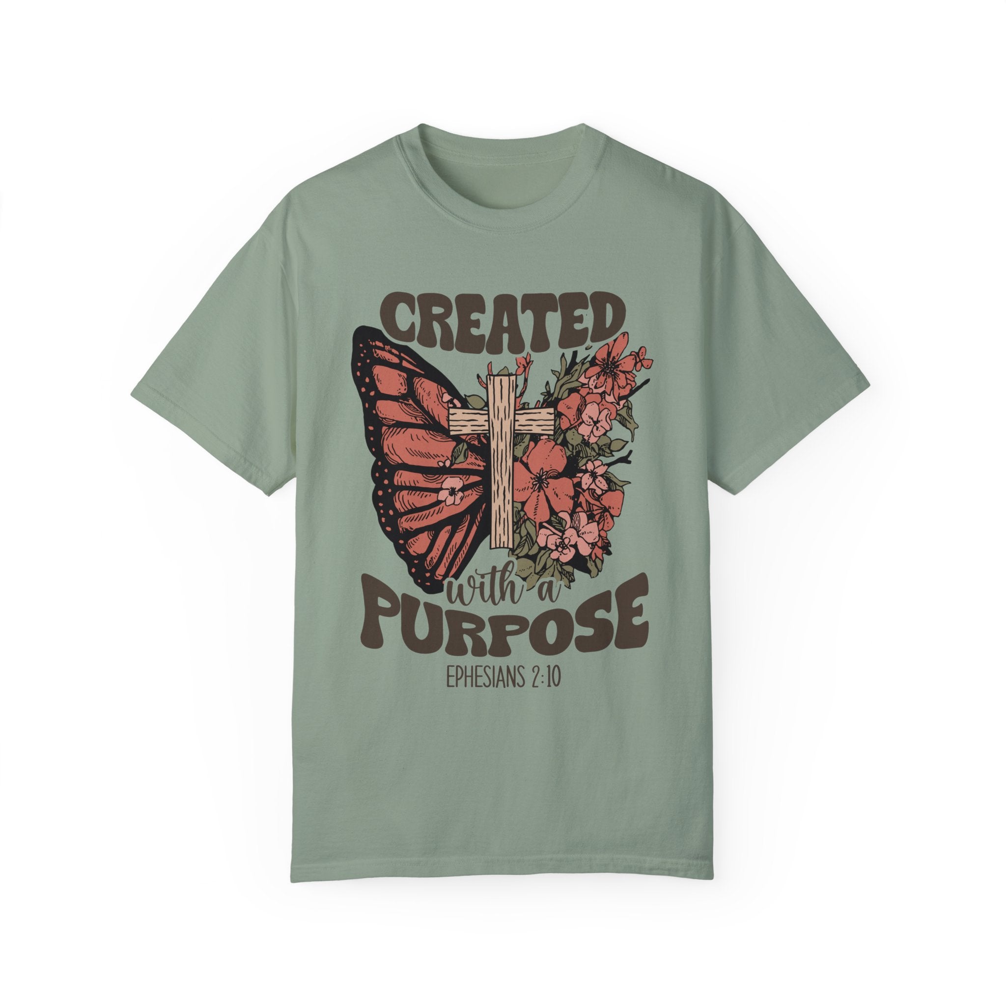 Camiseta de manga corta de peso pesado y cómoda con diseño de mariposas cruzadas creada con un propósito