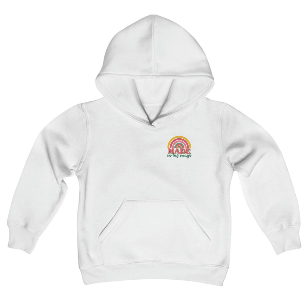 Made in His Image Rainbow Youth Hoodie Color: White Size: S Jesus Passion Apparel