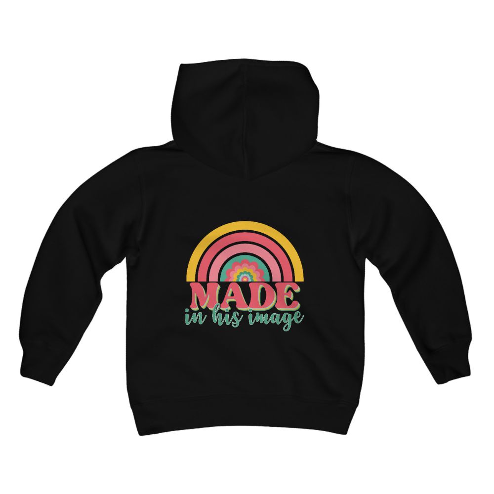 Made in His Image Rainbow Youth Hoodie Color: White Size: S Jesus Passion Apparel