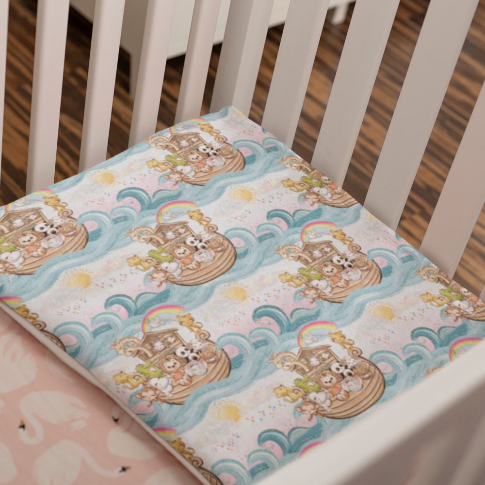 Noah's Ark - The Sun Comes Out Soft Fleece Baby Blanket Size: 30" × 40" Color: White Jesus Passion Apparel