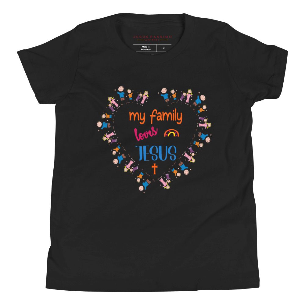 Family Loves Jesus Youth Relaxed-Fit T-Shirt Color: Black Size: S Jesus Passion Apparel