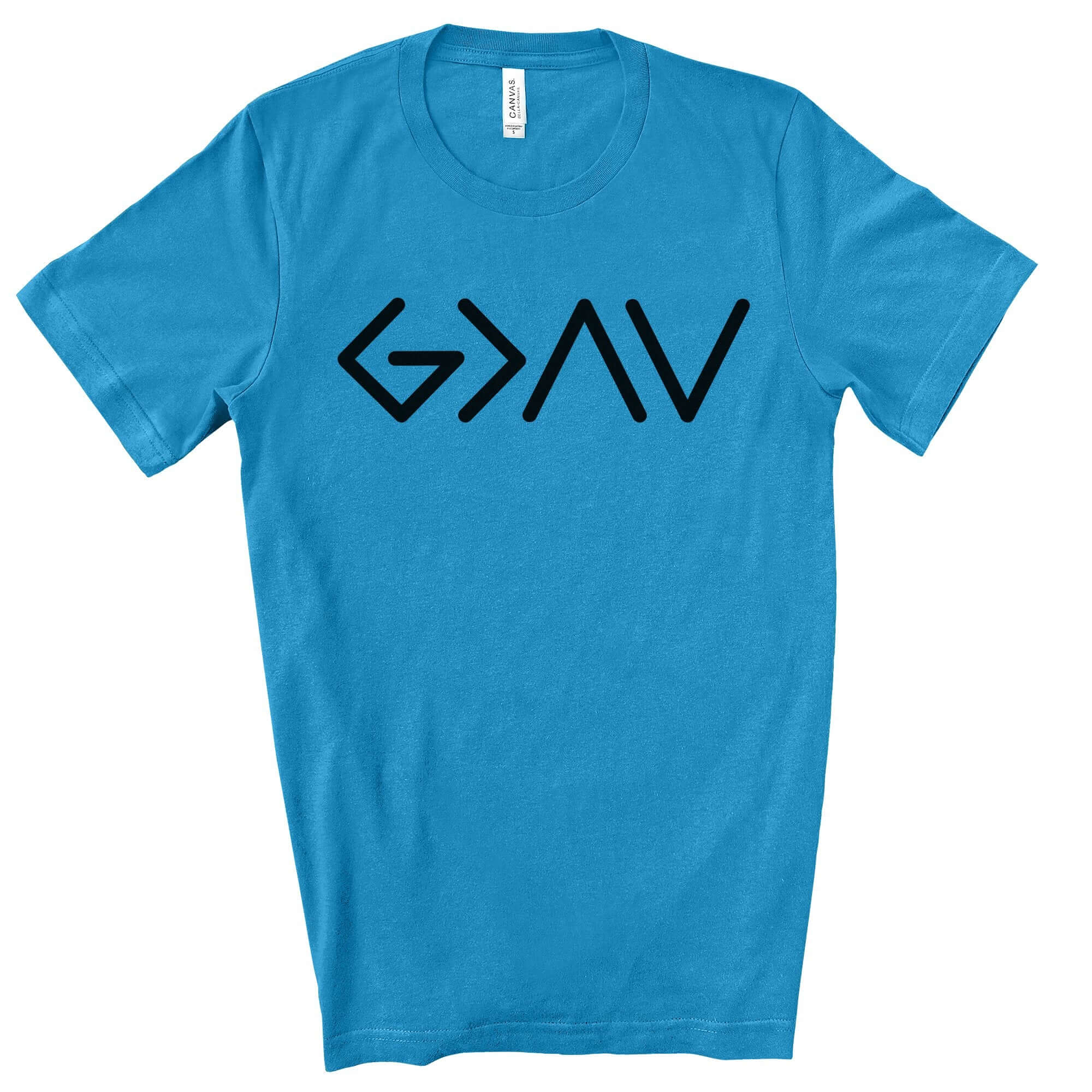 Greater Than the Highs and Lows Men's Jersey Short Sleeve Tee Size: XS Color: Aqua Jesus Passion Apparel