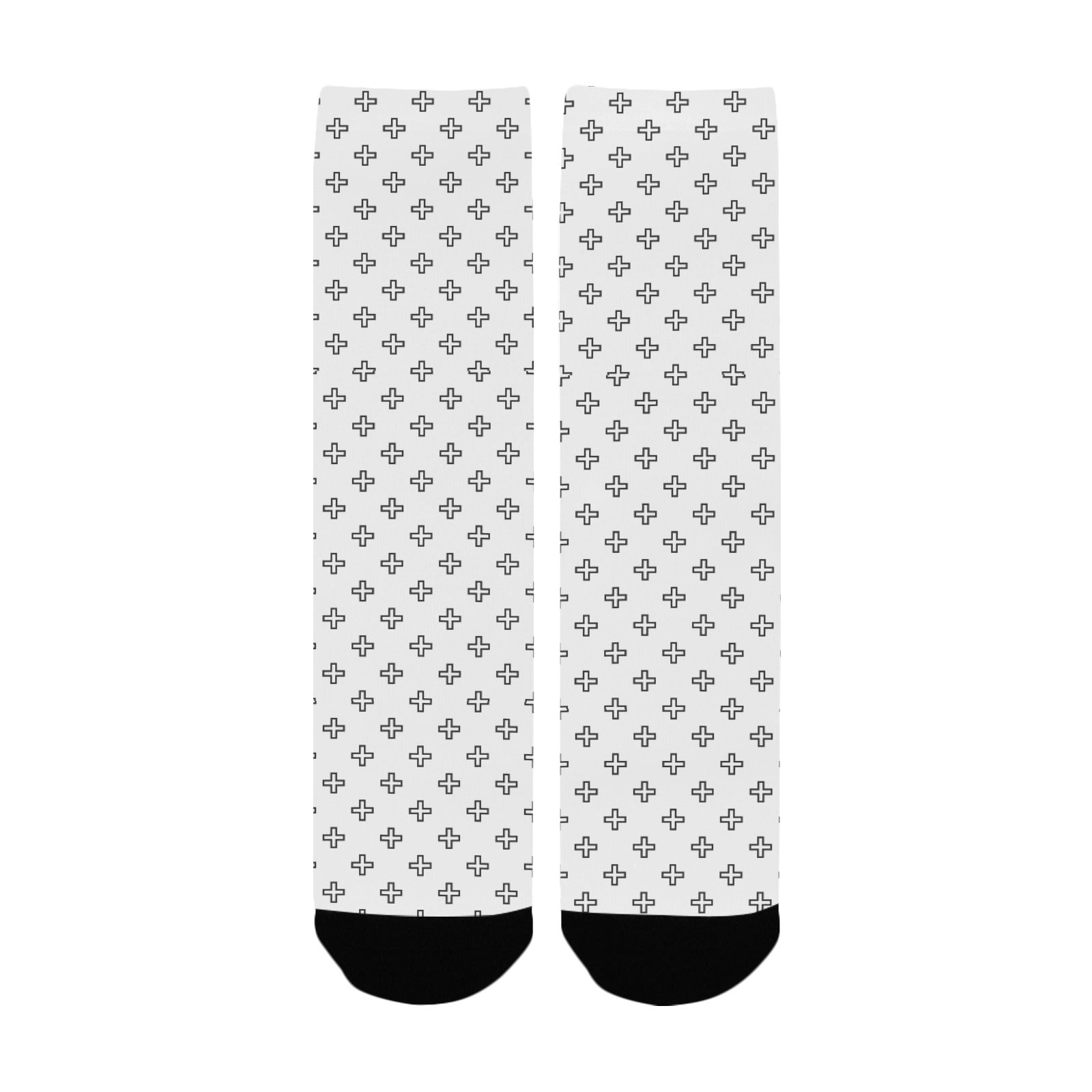 Black and White Crosses Socks for Women Color: White Size: ONE SIZE Jesus Passion Apparel