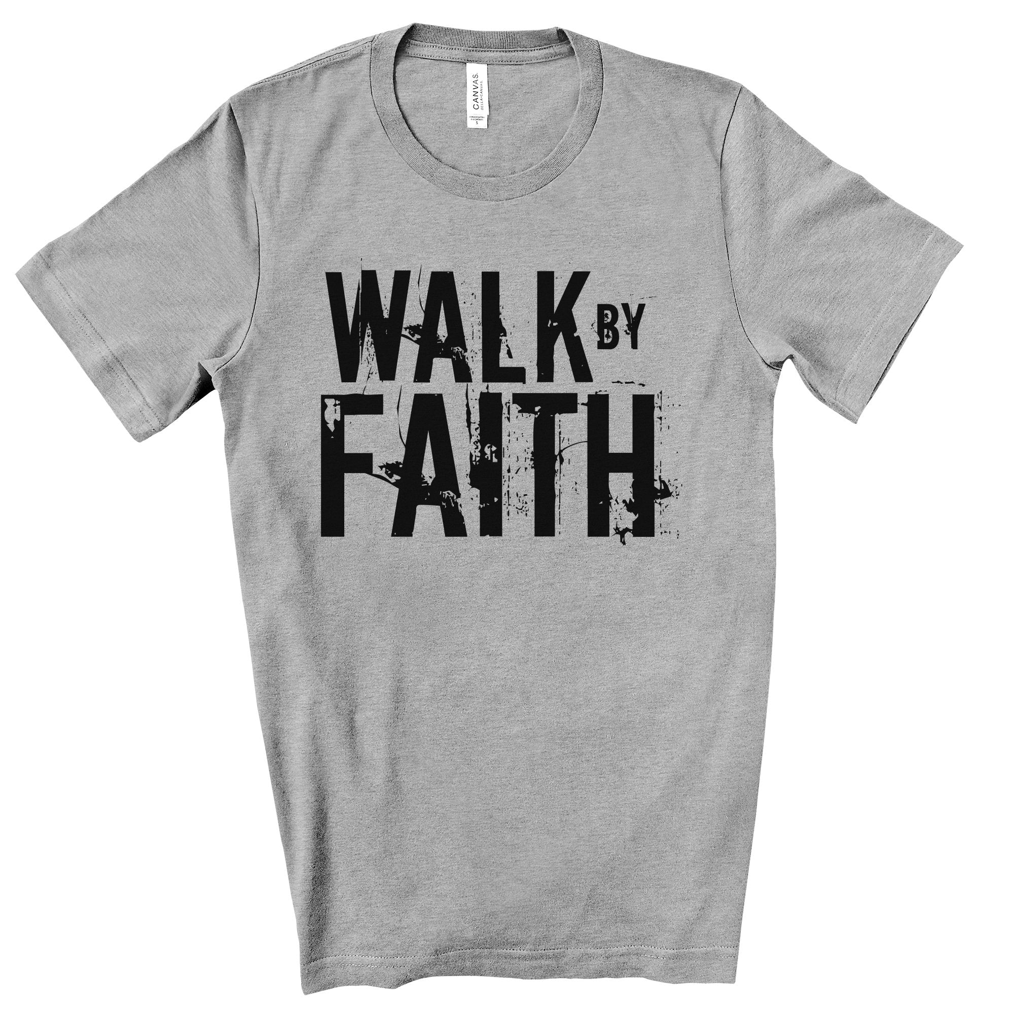 Walk By Faith Men's Jersey Short Sleeve Tee Size: XS Color: Athletic Heather Jesus Passion Apparel