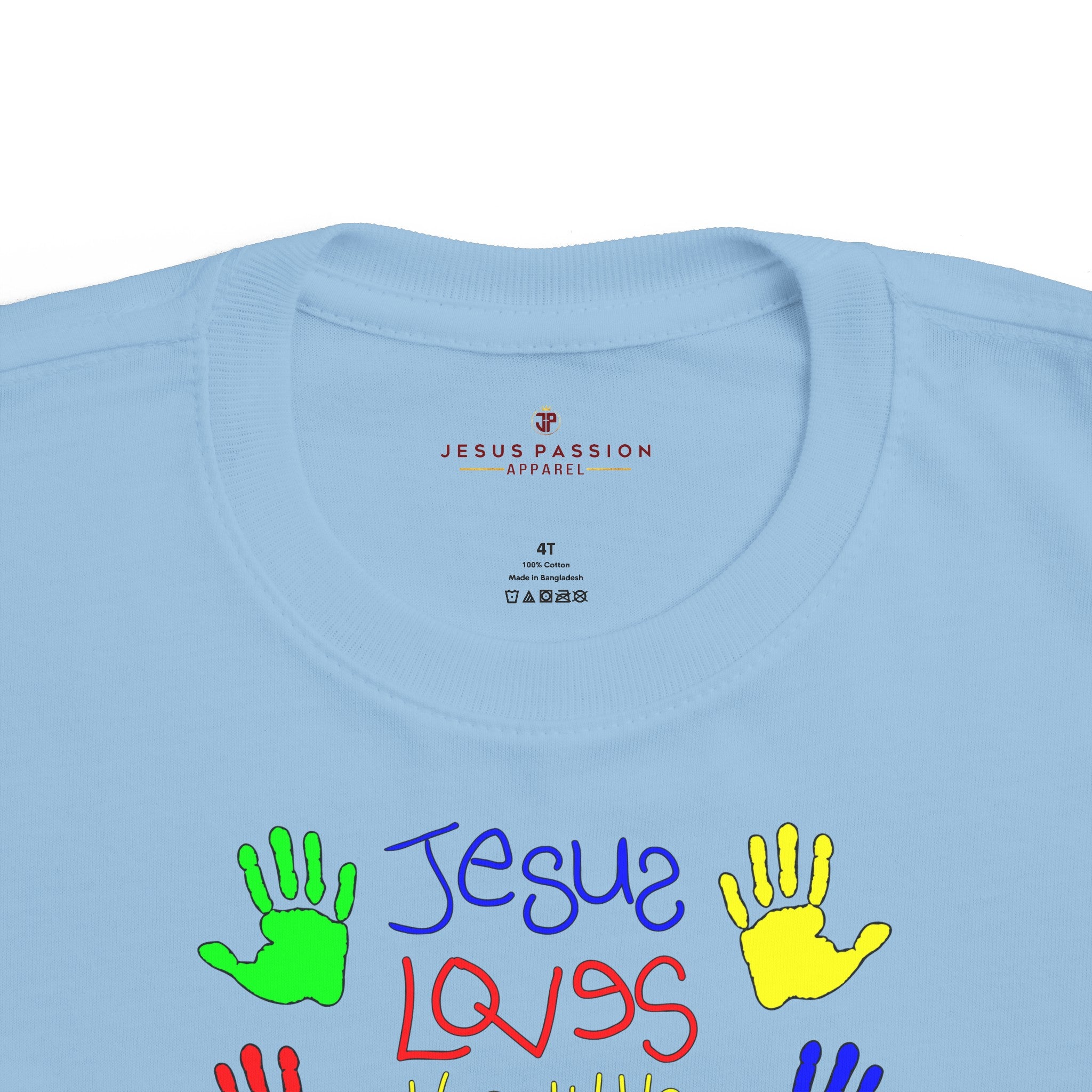 Jesus Loves the Little Children Toddler's Fine Jersey Tee Color: Light Blue Size: 2T Jesus Passion Apparel