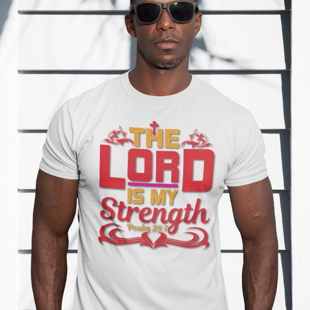 The Lord is My Strength Jersey Short Sleeve T-Shirt Color: Black Size: XS Jesus Passion Apparel