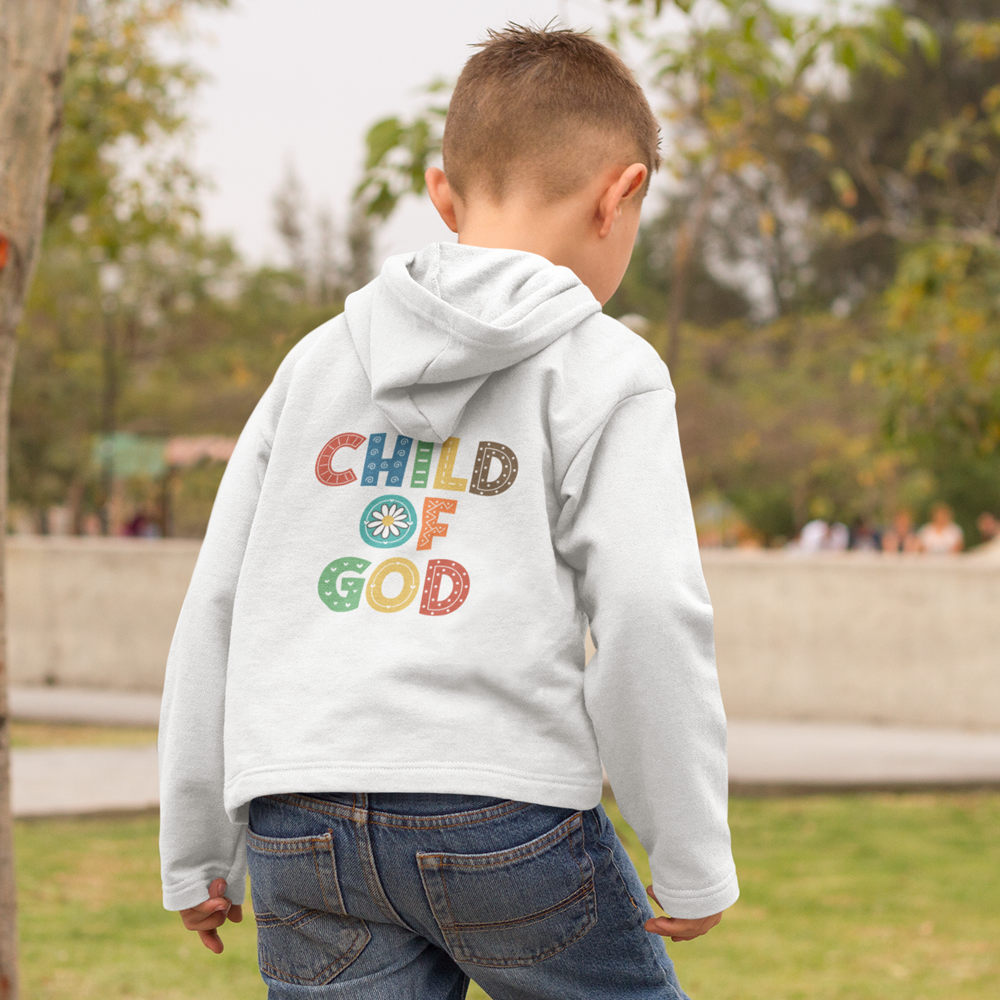 Child of God Youth Hoodie Colors: White Sizes: S Jesus Passion Apparel