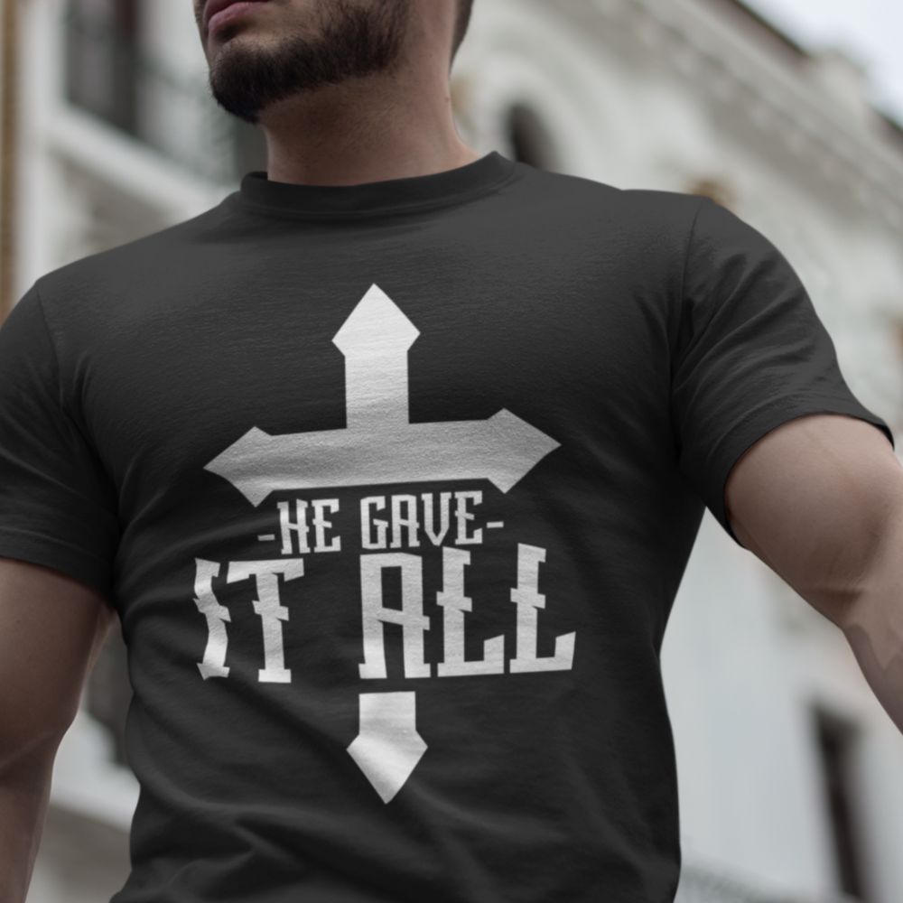 He Gave it All Cross Jersey Short Sleeve T-Shirt Color: White Size: XS Jesus Passion Apparel
