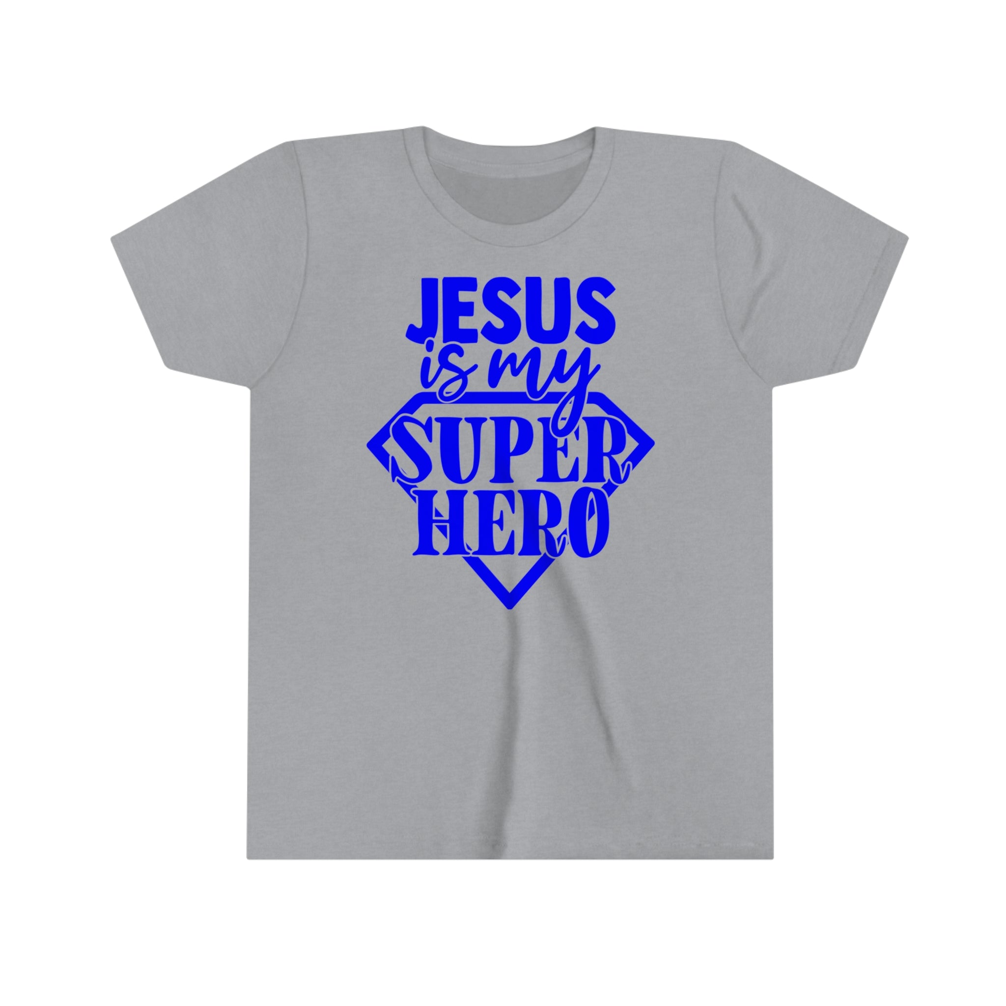 Jesus Superhero Youth Relaxed-Fit T-Shirt Colors: Athletic Heather Sizes: S Jesus Passion Apparel