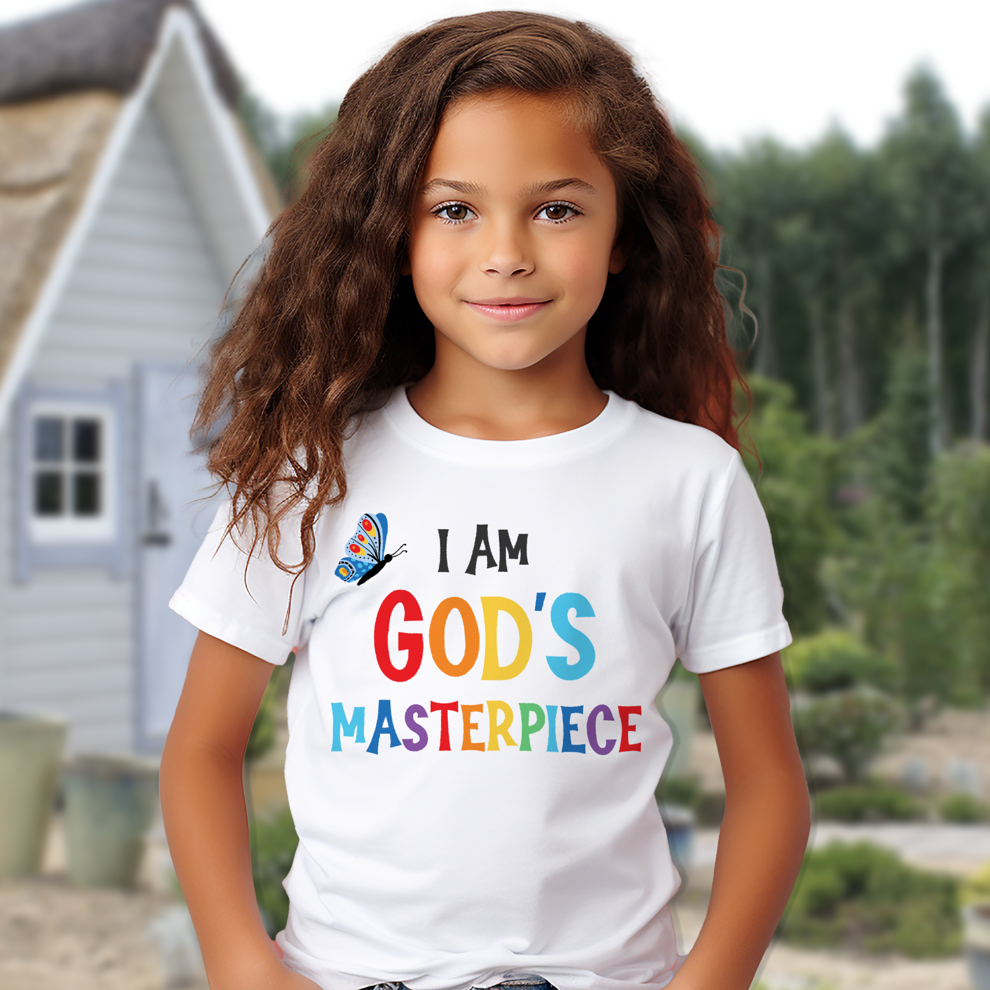 I am Gods Masterpiece Youth Relaxed-Fit T-Shirt Colors: White Sizes: S Jesus Passion Apparel