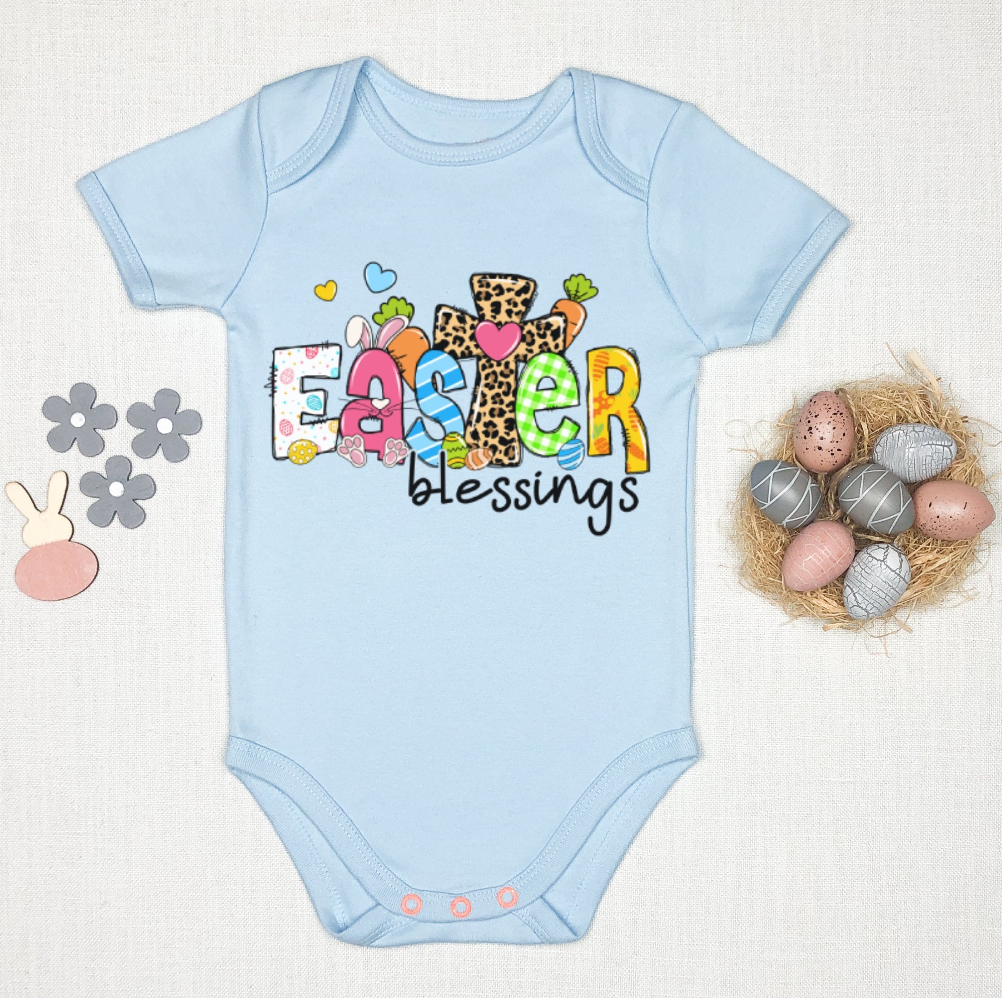 Easter Blessings Infant Fine Jersey Bodysuit Size: 6mo Color: White Jesus Passion Apparel