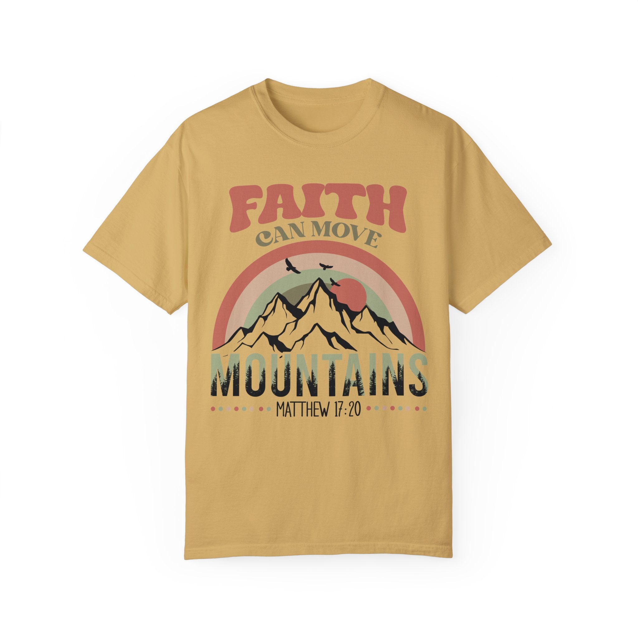 Faith Can Move Mountains Comfy Heavyweight Short Sleeve Adult Tee