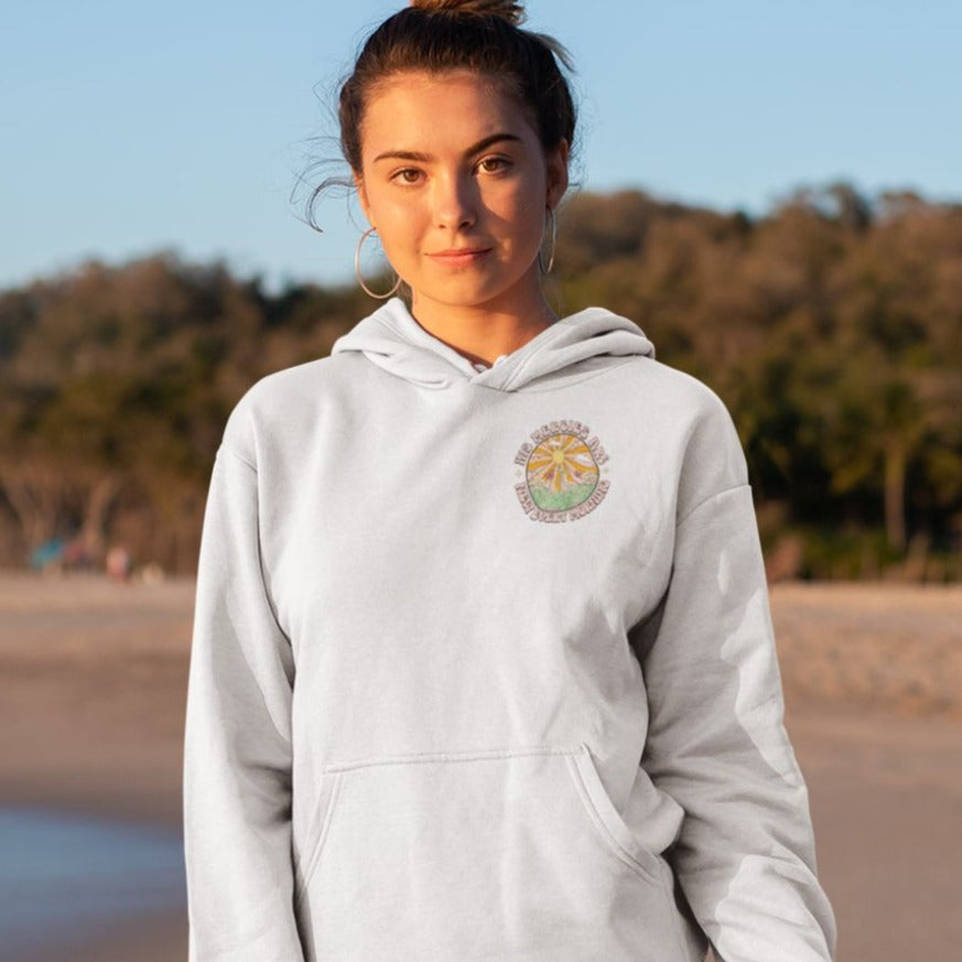 His Mercies Sunrise Retro-Inspired Unisex-Fit Hoodie Color: White Size: S Jesus Passion Apparel