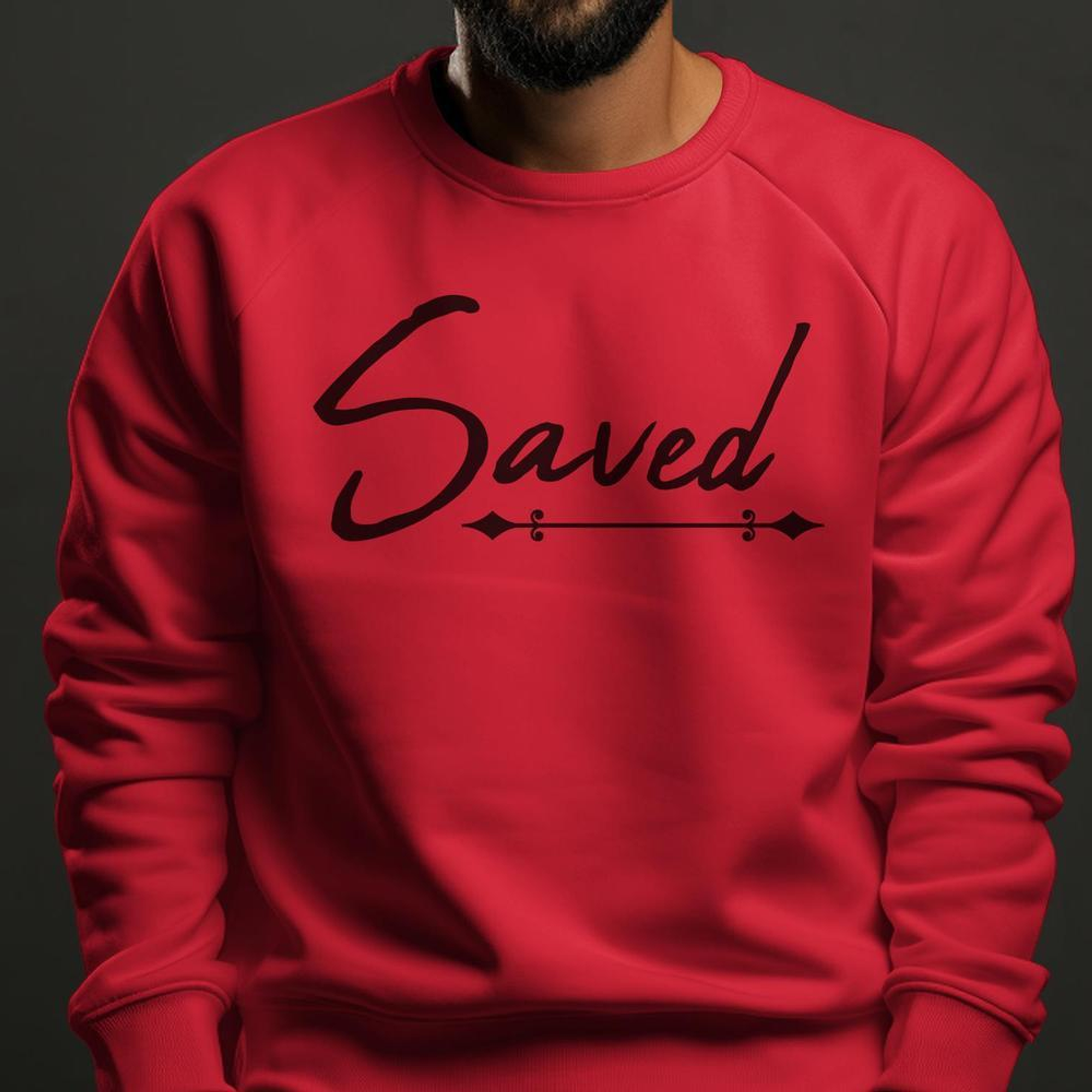 Saved Men's Fleece Unisex-Fit Sweatshirt - Red Size: S Color: Red Jesus Passion Apparel