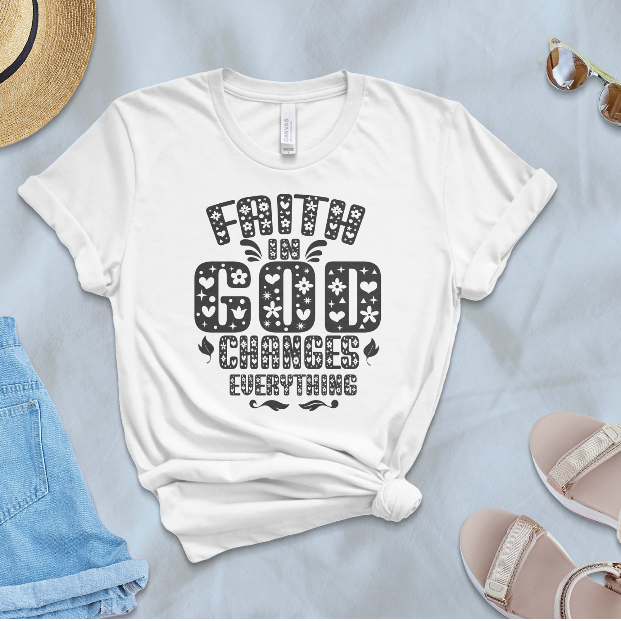 Faith In God Changes Everything God Unisex Jersey Short Sleeve Tee - White Size: S Color: White Jesus Passion Apparel