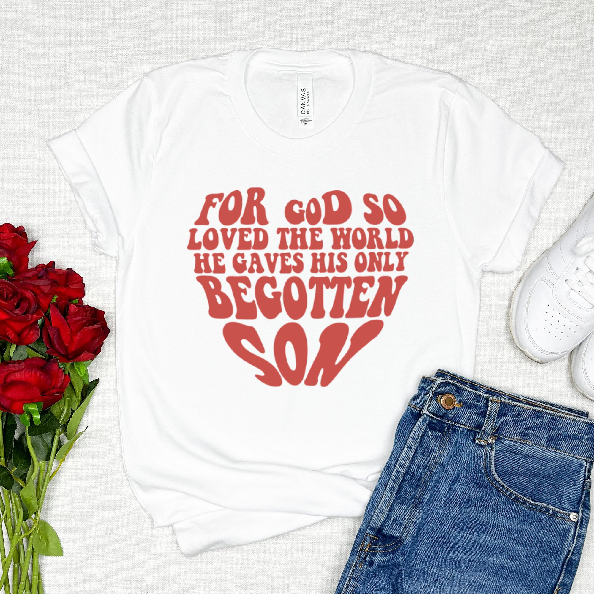For God So Loved the World Unisex Jersey Short Sleeve Tee - White Size: XS Color: White Jesus Passion Apparel