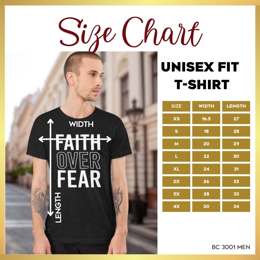 Faith Over Fear Jersey Short Sleeve T-Shirt Color: Black Heather Size: XS Jesus Passion Apparel