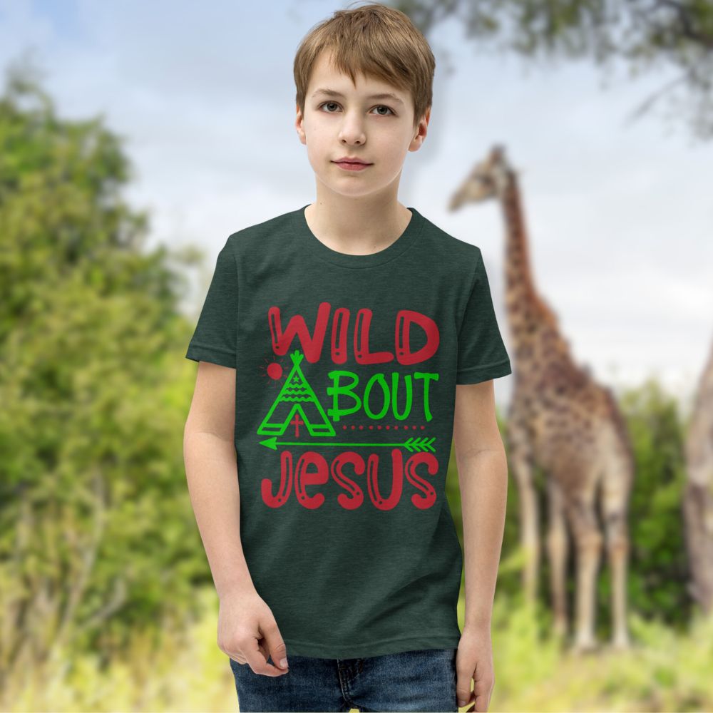 Wild About Jesus Youth Relaxed-Fit T-Shirt Color: Heather Forest Size: S Jesus Passion Apparel