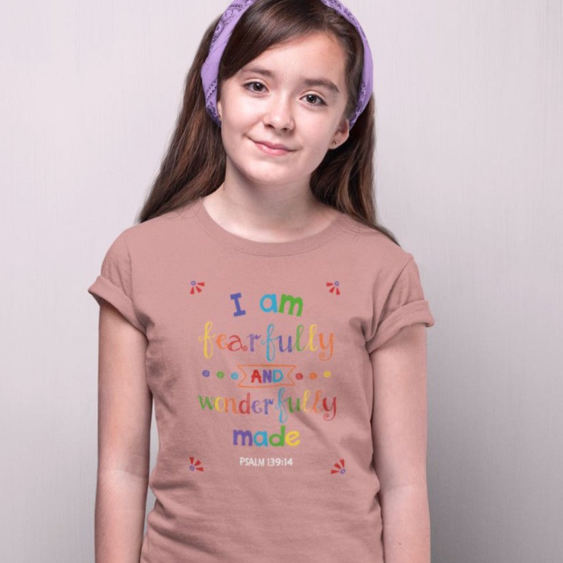 I am Fearfully Wonderfully Youth Relaxed-Fit T-Shirt Color: White Size: S Jesus Passion Apparel