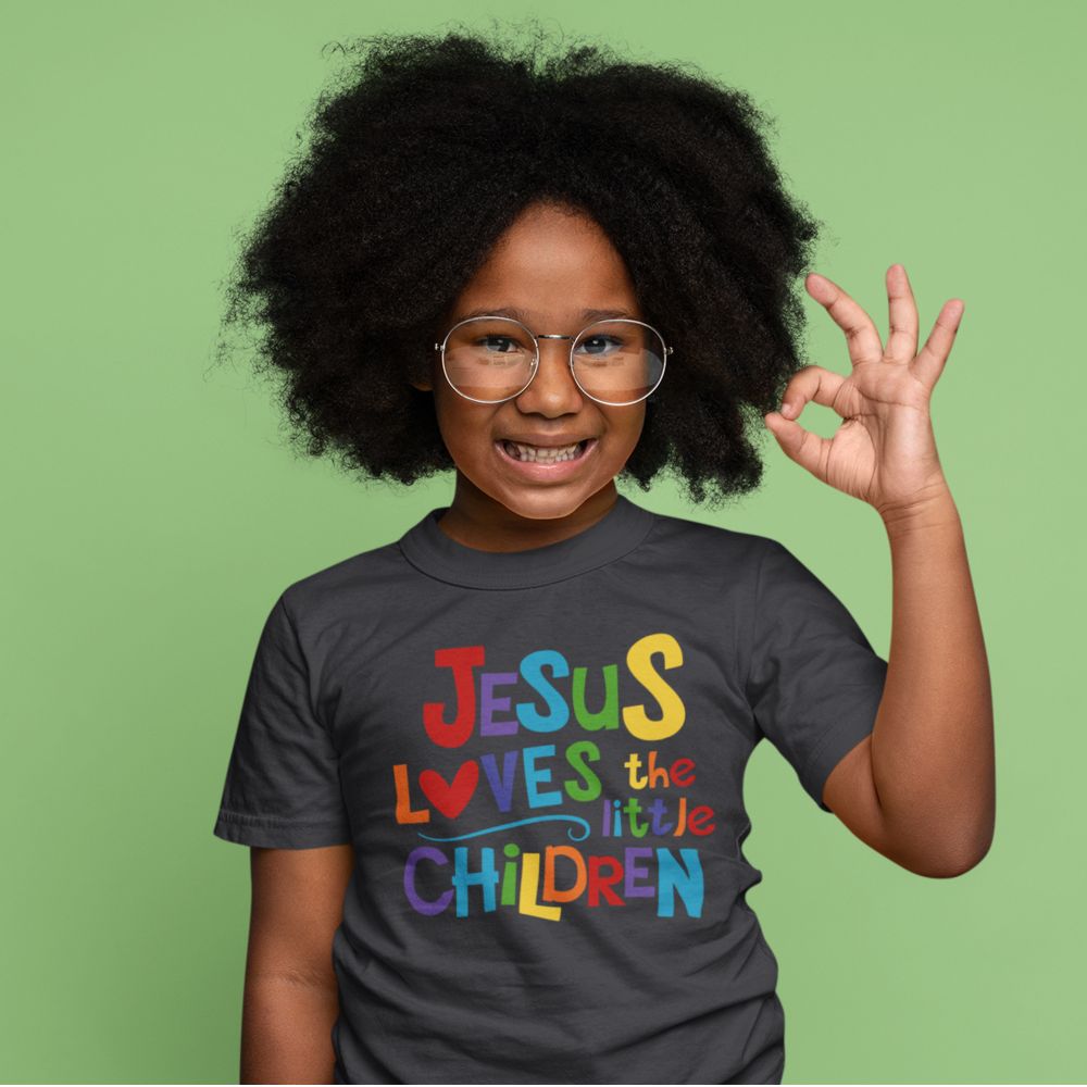 Jesus Loves Little Children Youth Relaxed-Fit T-Shirt Color: White Size: S Jesus Passion Apparel