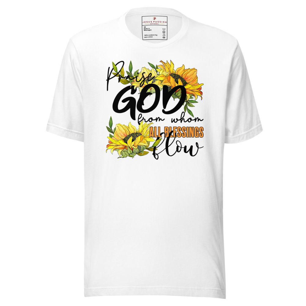 Praise God All Blessing Flow Jersey Short Sleeve T-Shirt Color: White Size: XS Jesus Passion Apparel