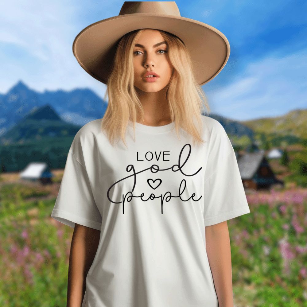 Love God People Jersey Short Sleeve T-Shirt Color: Pink Size: S Jesus Passion Apparel