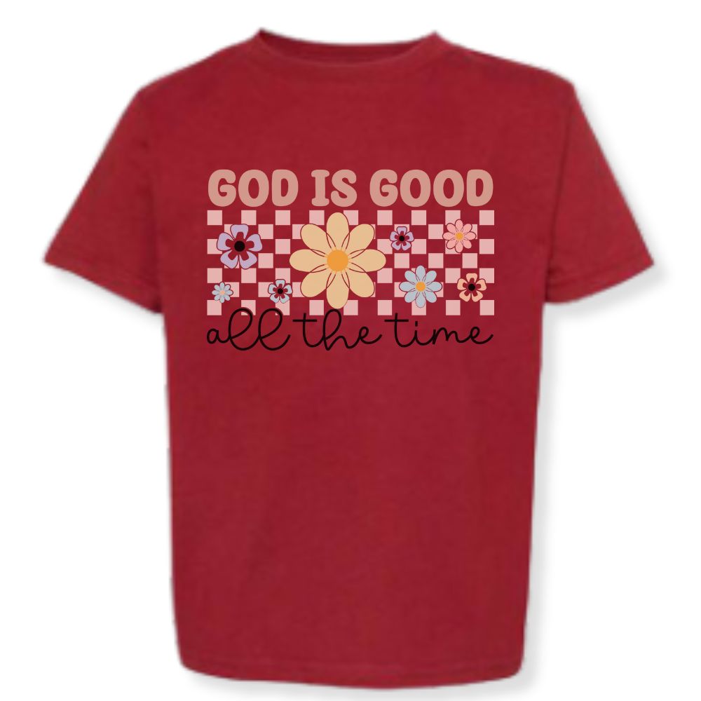 God is Good All The Time Sunflower Toddler's Fine Jersey Tee Color: Garnet Size: 2T Jesus Passion Apparel