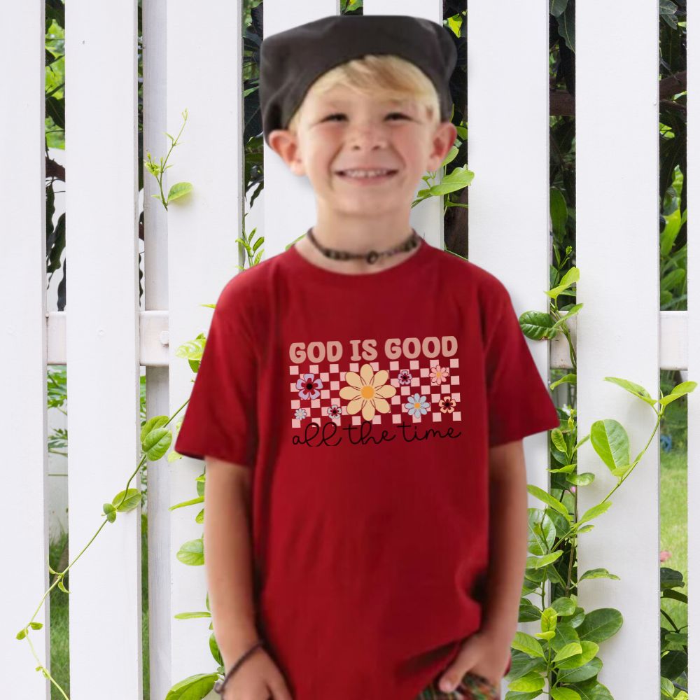 God is Good All The Time Sunflower Toddler's Fine Jersey Tee Color: Garnet Size: 2T Jesus Passion Apparel