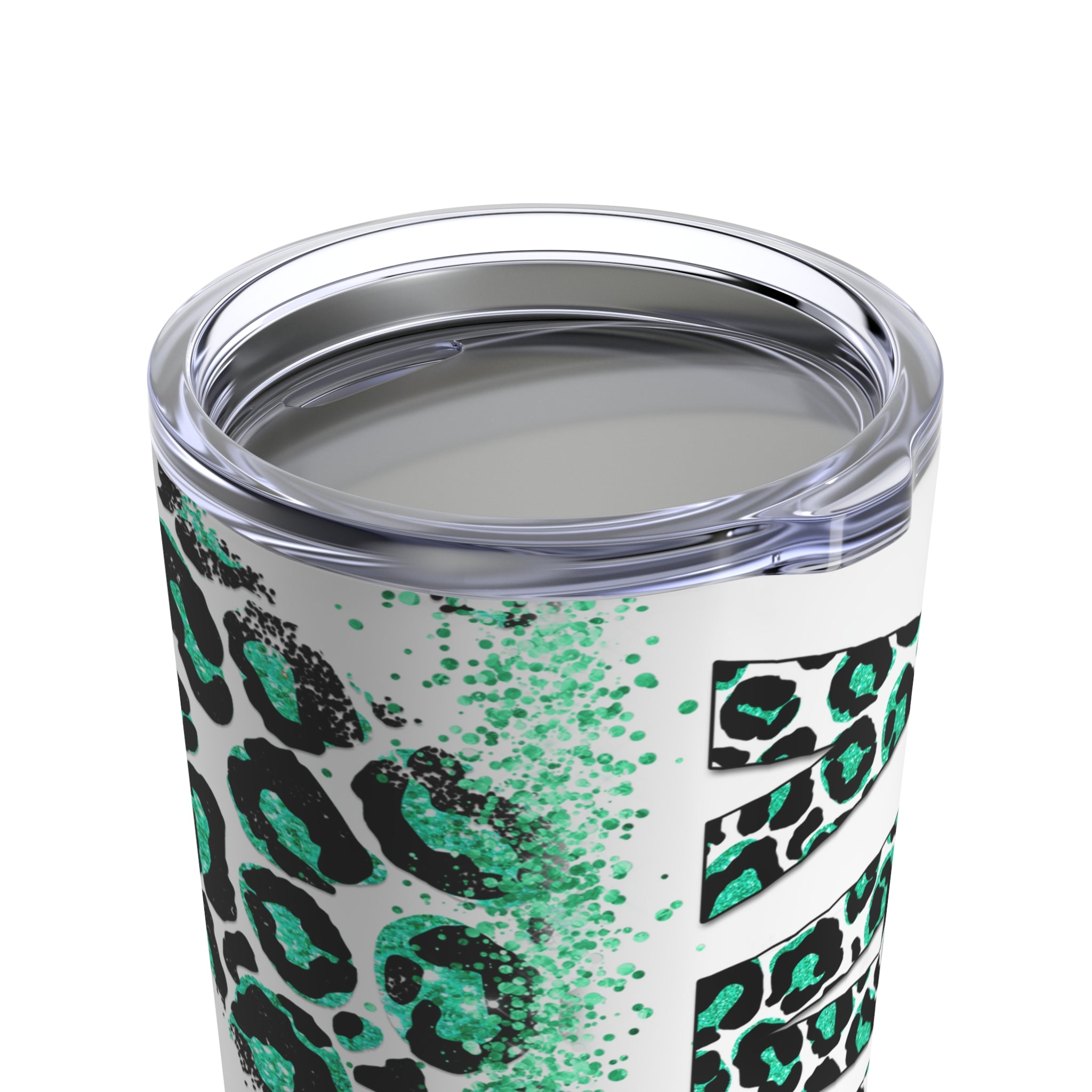 Pray Animal Print Green Glitter Hot-Cold Tumbler 20 oz with Sip Lid Size: 20oz Jesus Passion Apparel