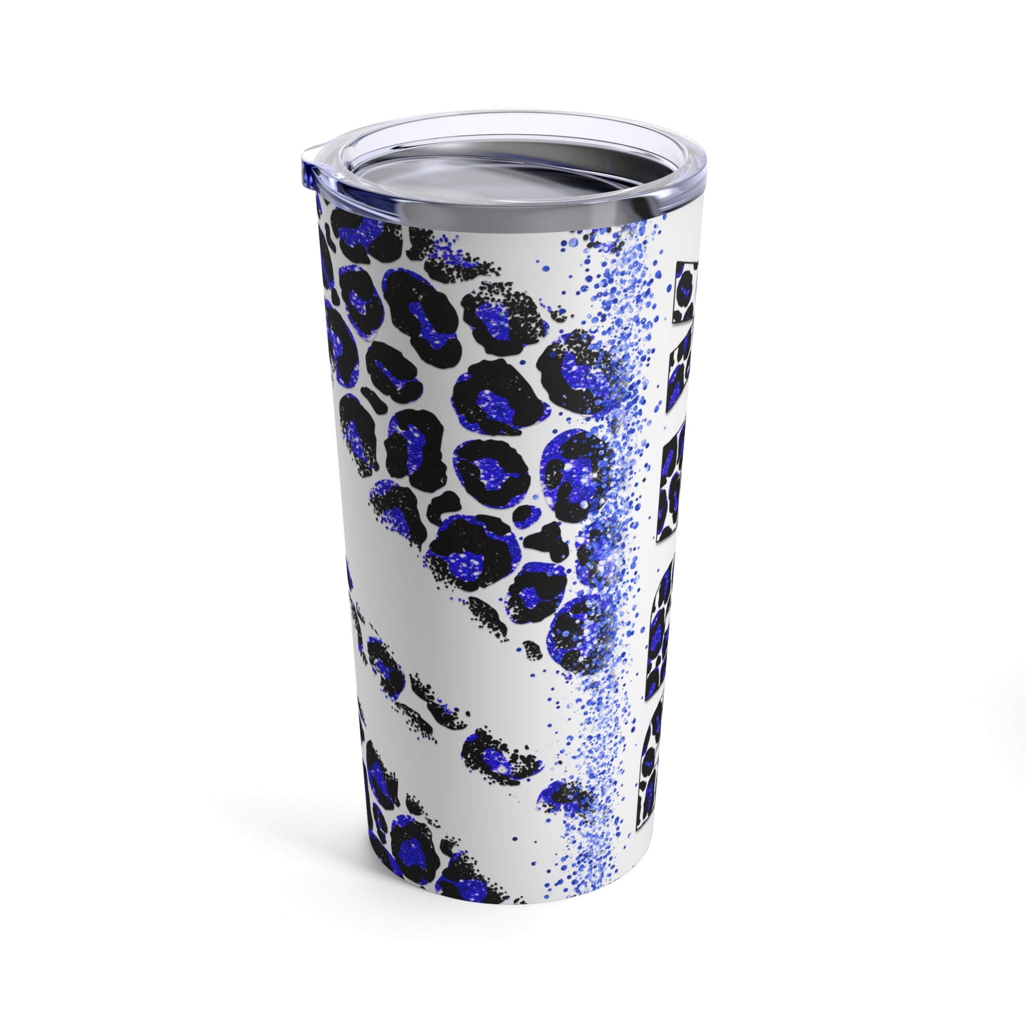 Pray Animal Print Blue Glitter Hot-Cold Tumbler 20 oz with Sip Lid Size: 20oz Jesus Passion Apparel