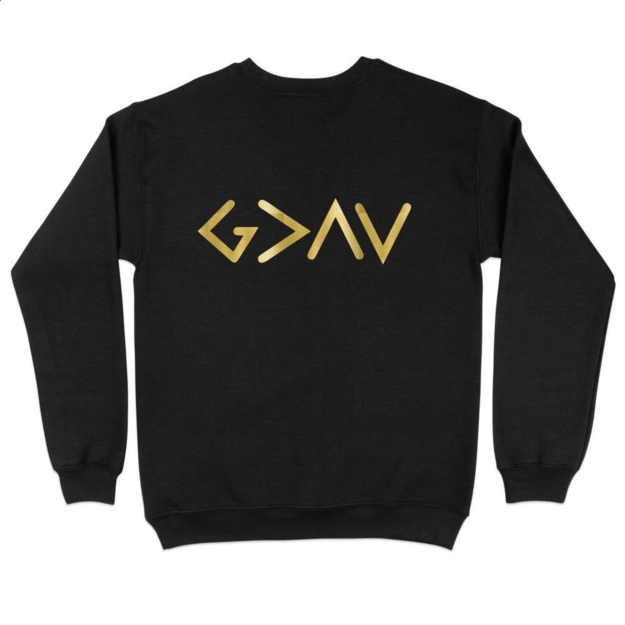 God is Greater Gold Lettering Men's Fleece Unisex-Fit - Black Size: S Color: Black Jesus Passion Apparel