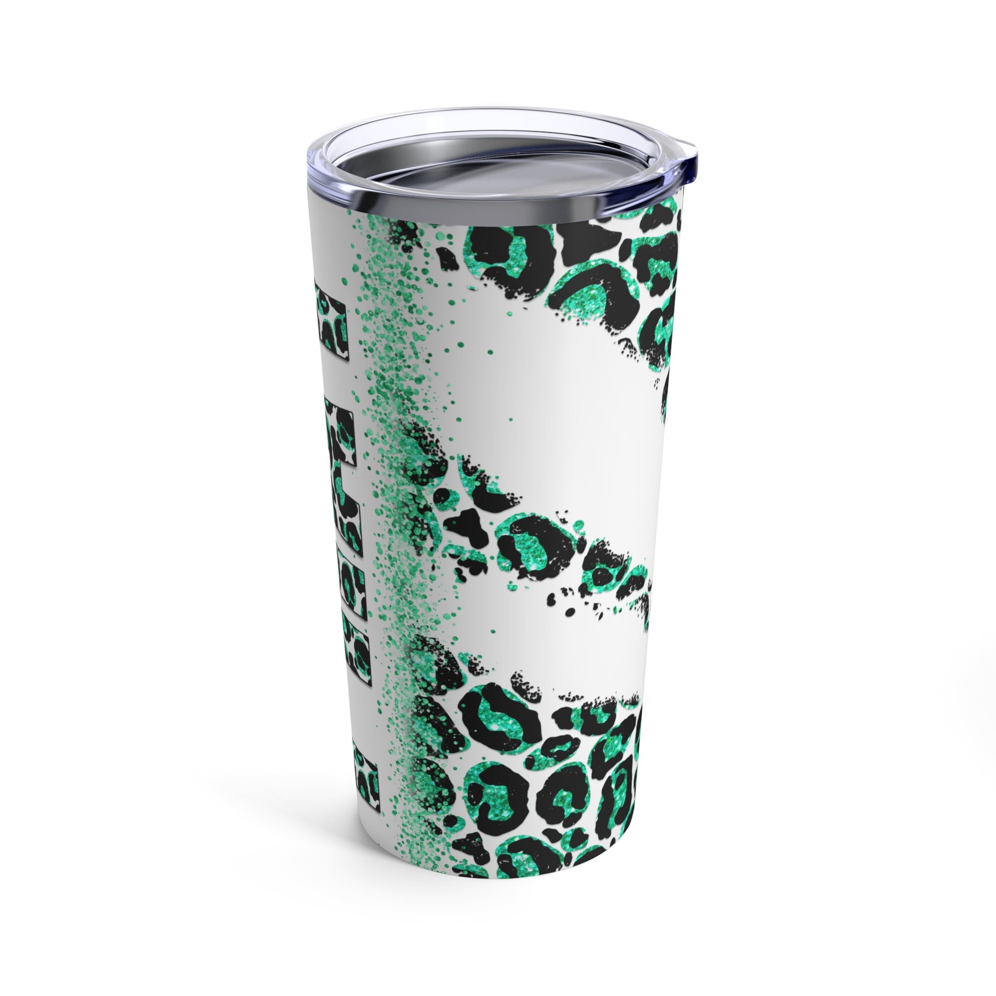 Pray Animal Print Green Glitter Hot-Cold Tumbler 20 oz with Sip Lid Size: 20oz Jesus Passion Apparel