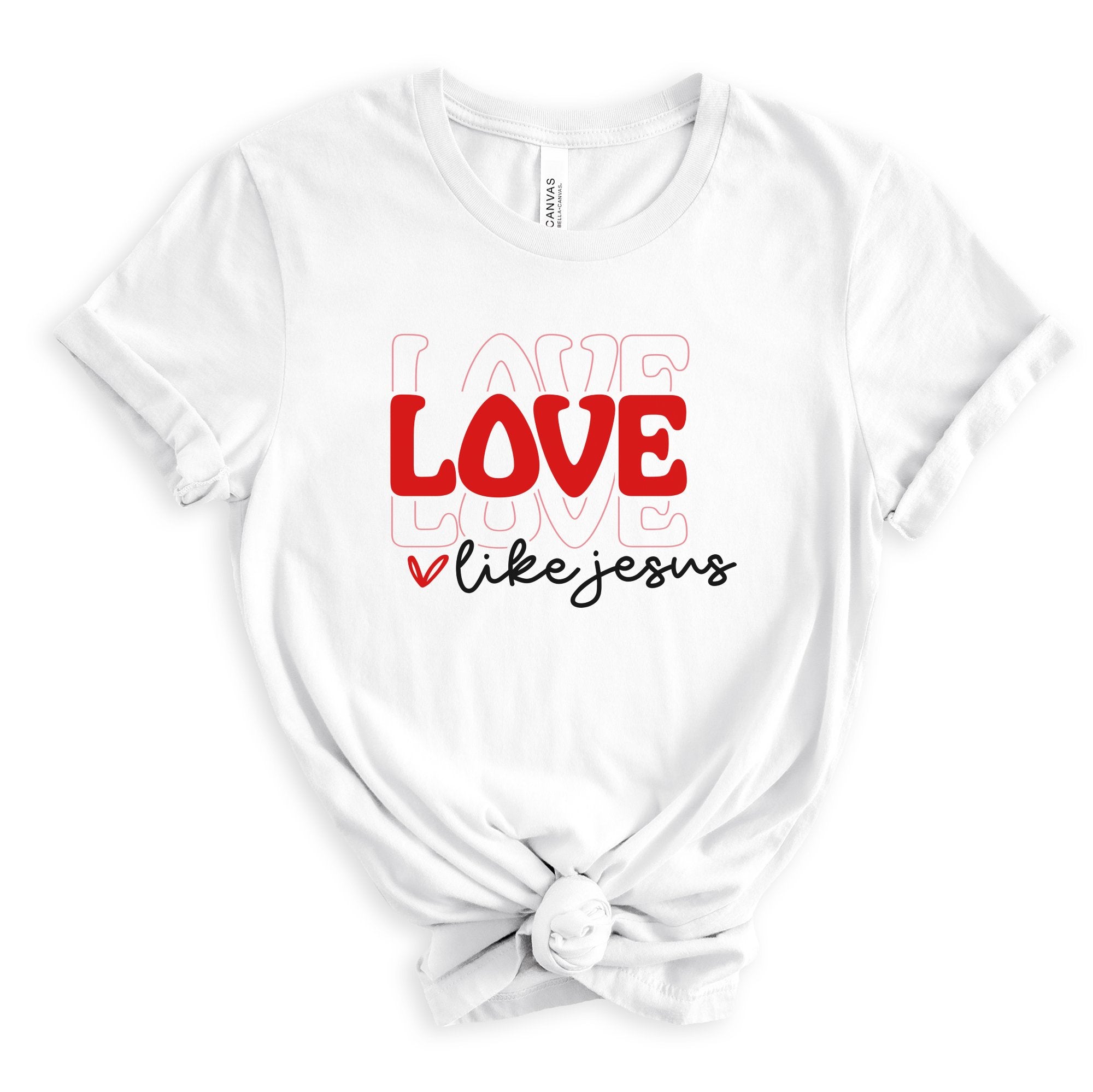 Love Like Jesus Valentine Unisex Jersey Short Sleeve Tee - White Size: XS Color: White Jesus Passion Apparel