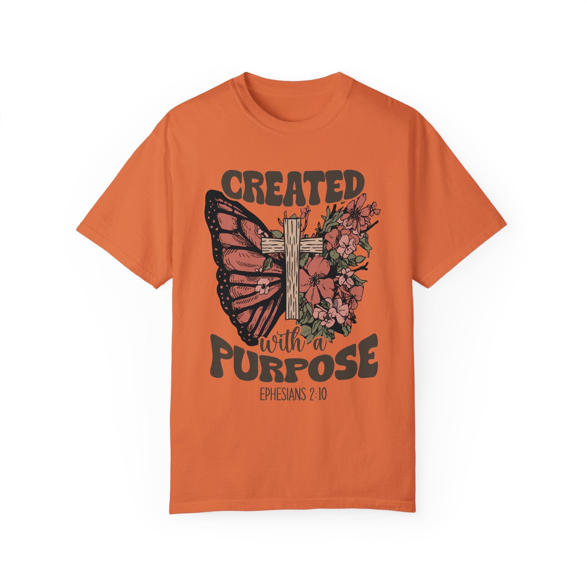 Created with a Purpose Butterfly Cross Comfy Heavyweight Short Sleeve Tee