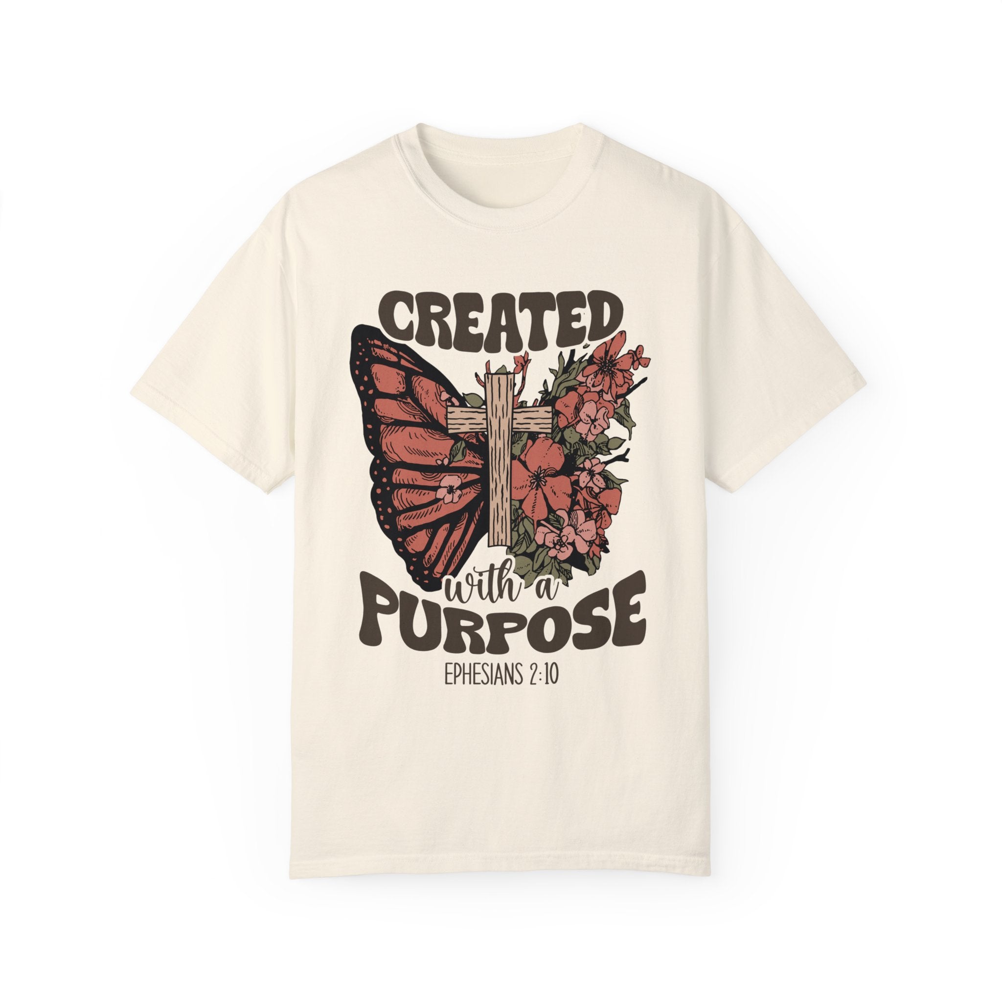 Created with a Purpose Butterfly Cross Comfy Heavyweight Short Sleeve Tee