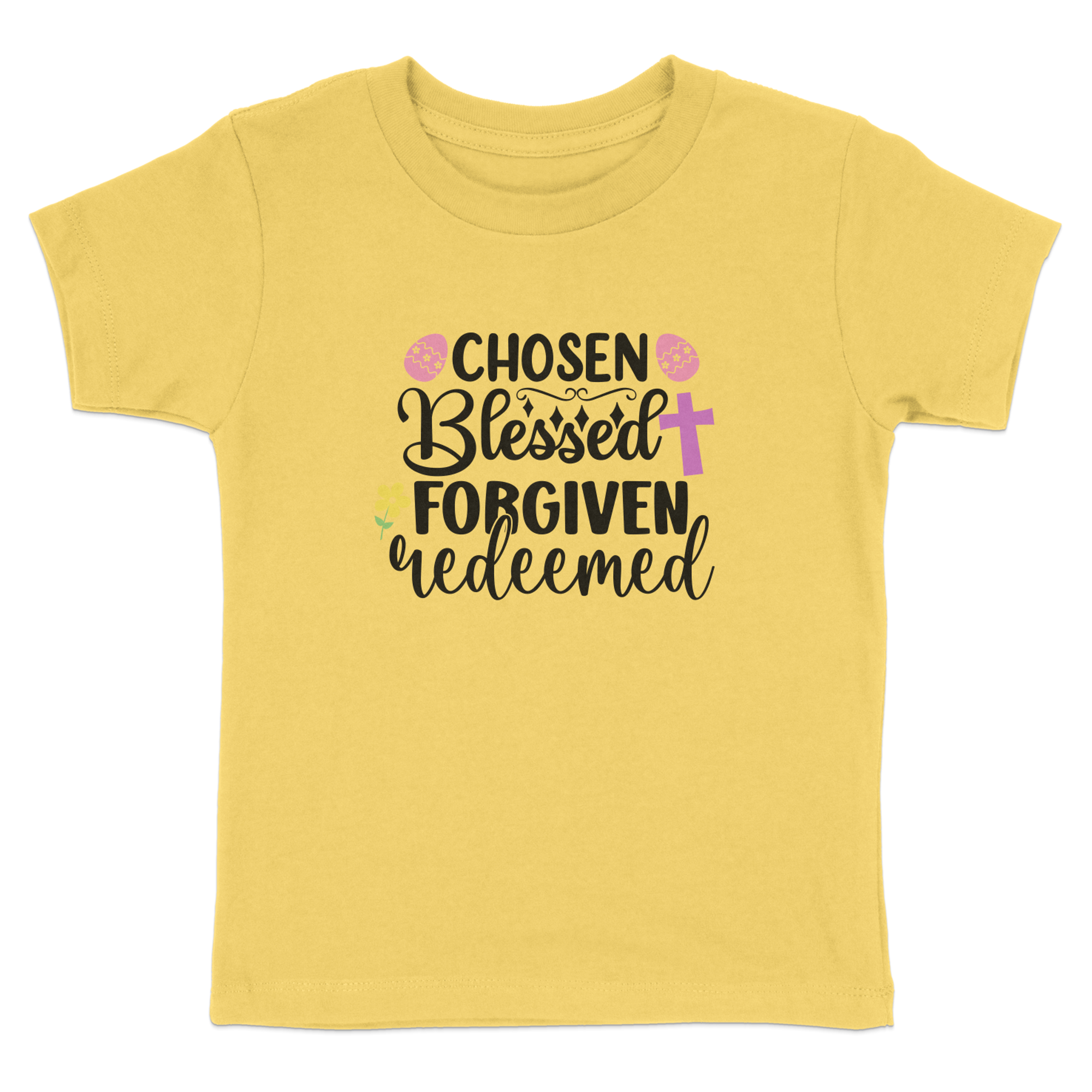 Chosen Blessed Forgiven Redeemed Toddler Short Sleeve Tee Size: 5/6T Color: Heather Jesus Passion Apparel