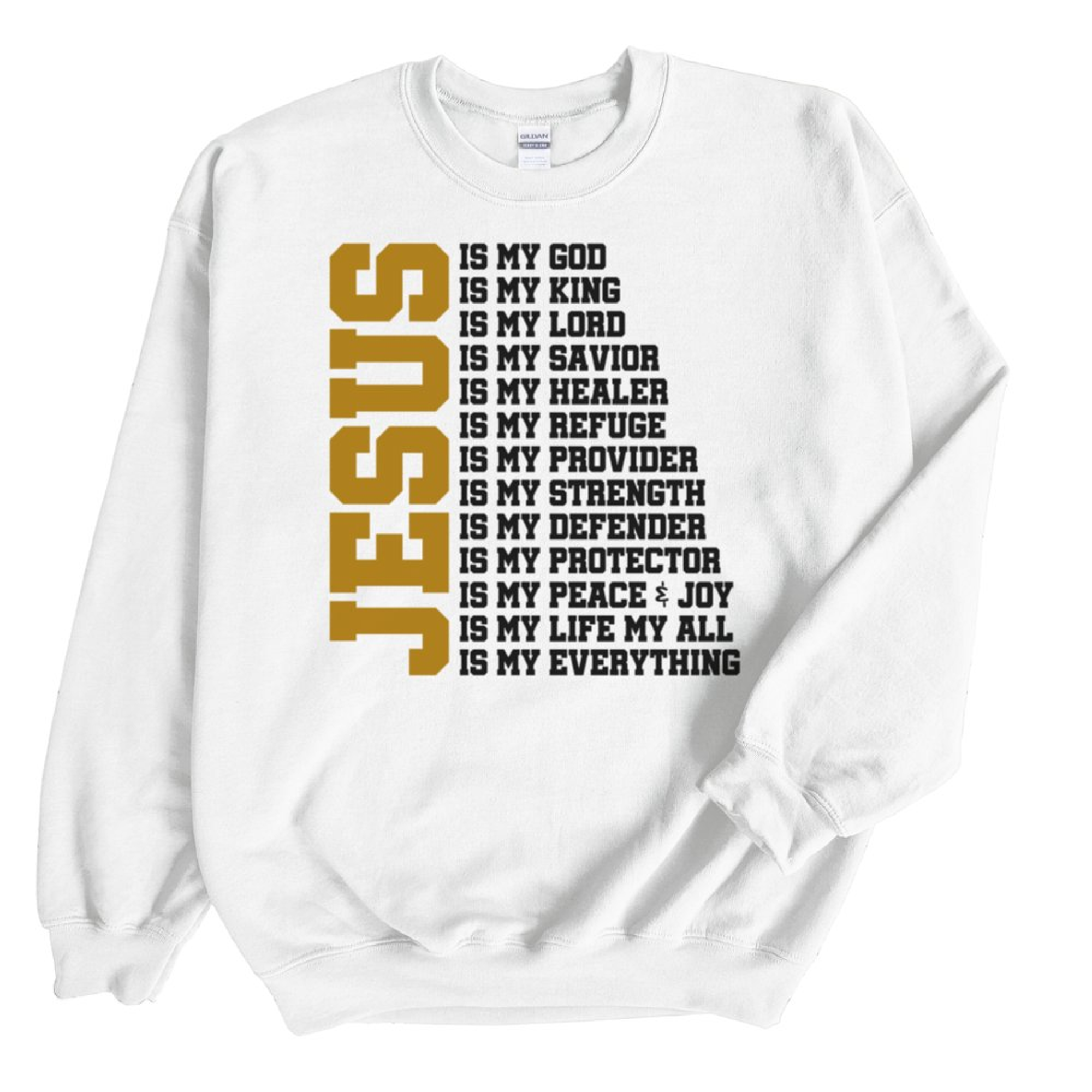 Jesus is My Everything Men's Unisex-Fit Fleece Sweatshirt - White Size: S Color: White Jesus Passion Apparel