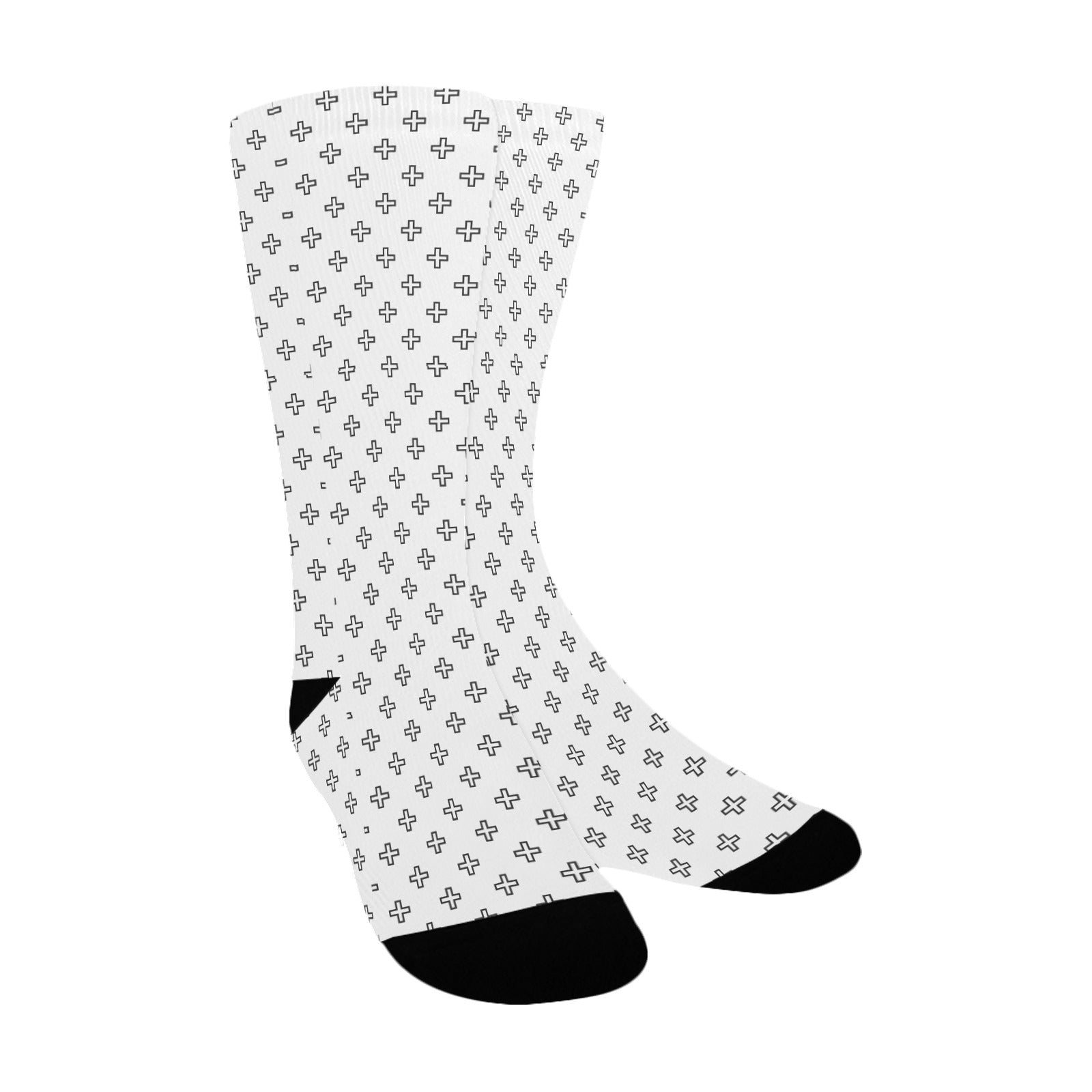 Black and White Crosses Socks for Women Color: White Size: ONE SIZE Jesus Passion Apparel