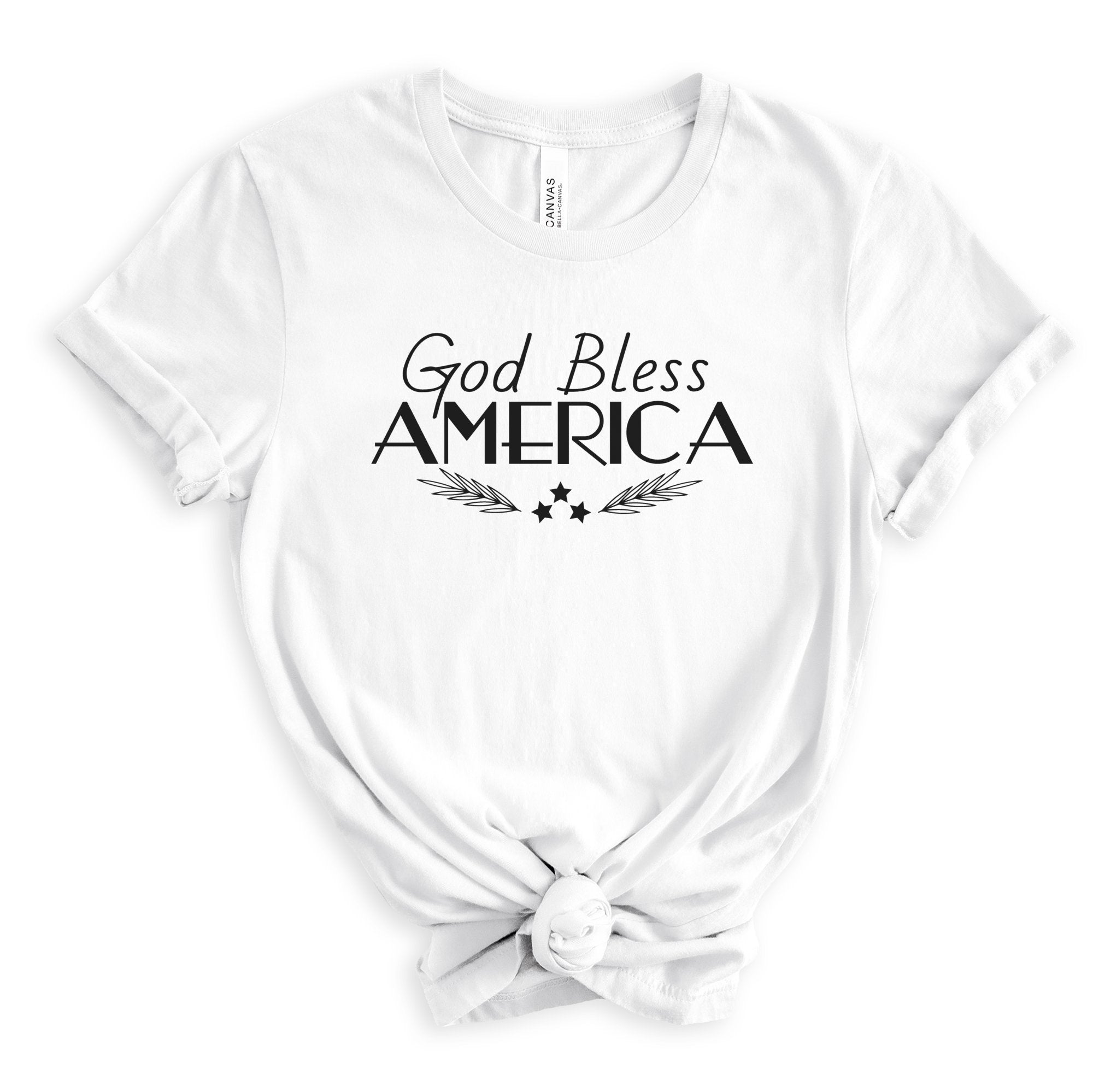 God Bless America Women's Short Sleeve Patriotic T-Shirt Size: XS Color: White Jesus Passion Apparel