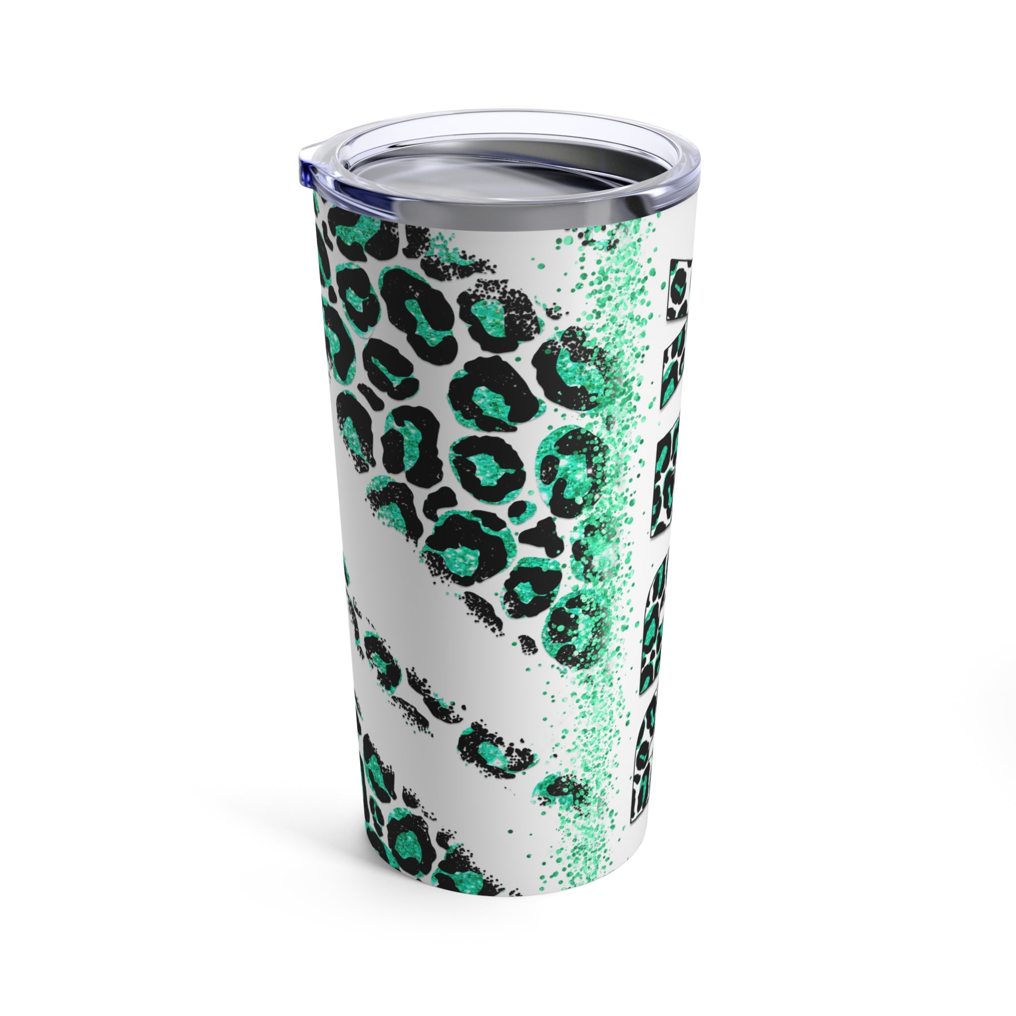 Pray Animal Print Green Glitter Hot-Cold Tumbler 20 oz with Sip Lid Size: 20oz Jesus Passion Apparel