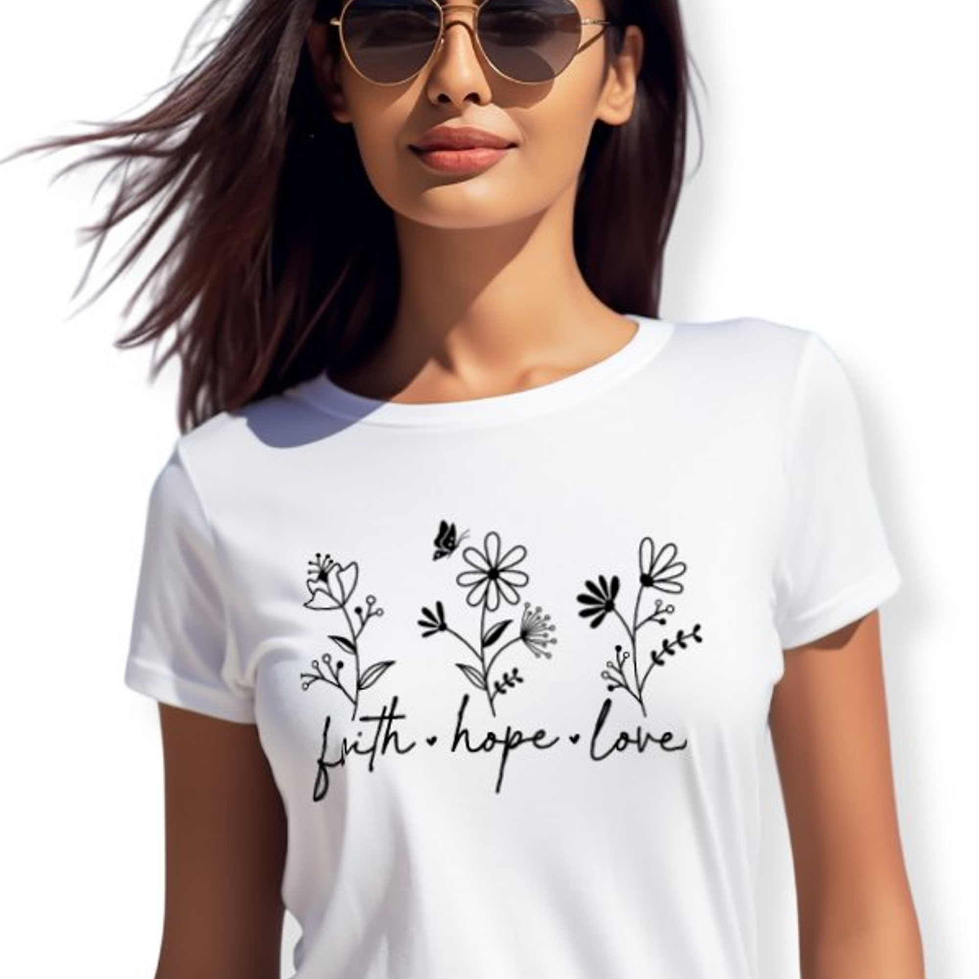 Faith Hope Love Women's Short Sleeve Tee Size: XS Color: White Jesus Passion Apparel