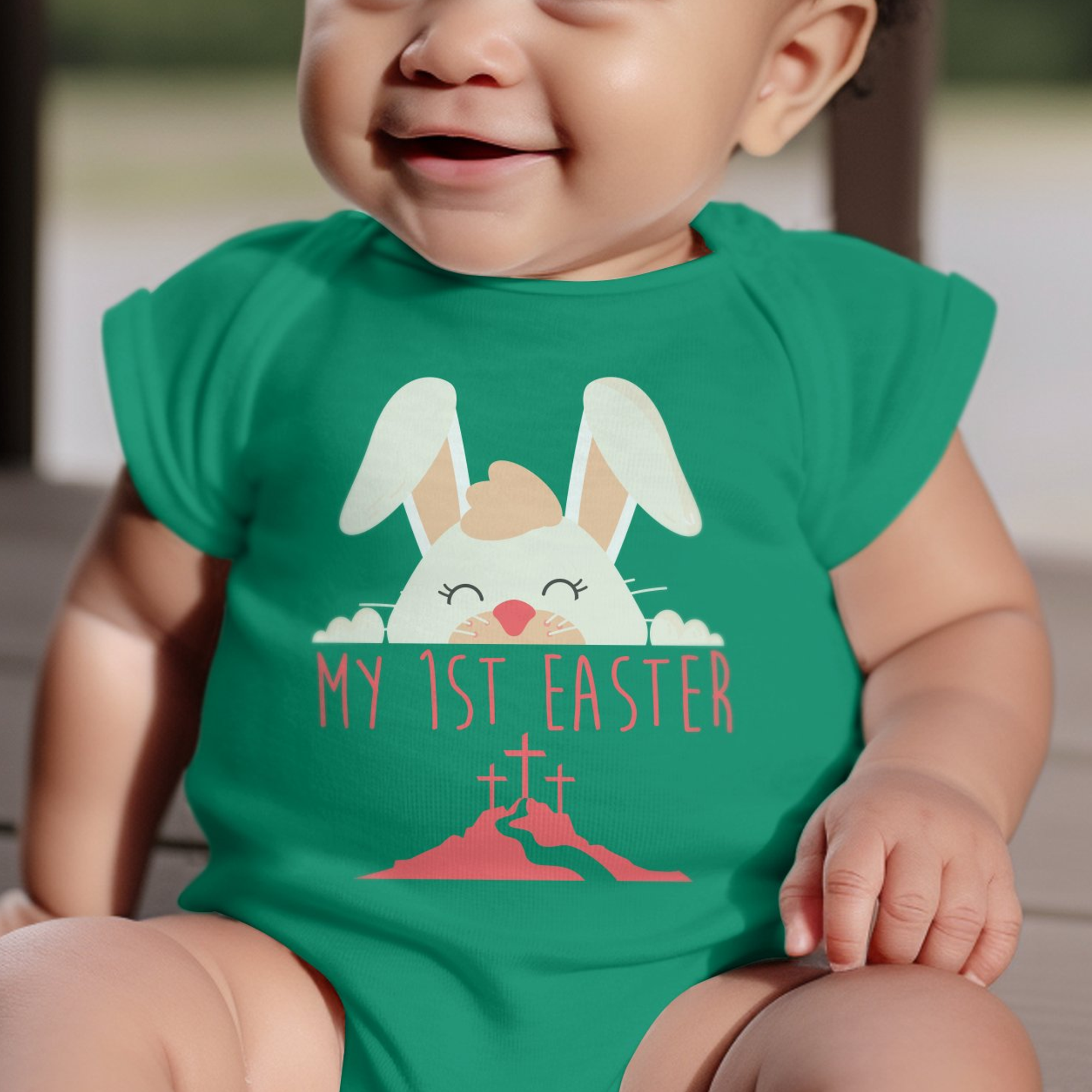 My First Easter Calvery Infant Fine Jersey Bodysuit Size: 18mo Color: Navy Jesus Passion Apparel