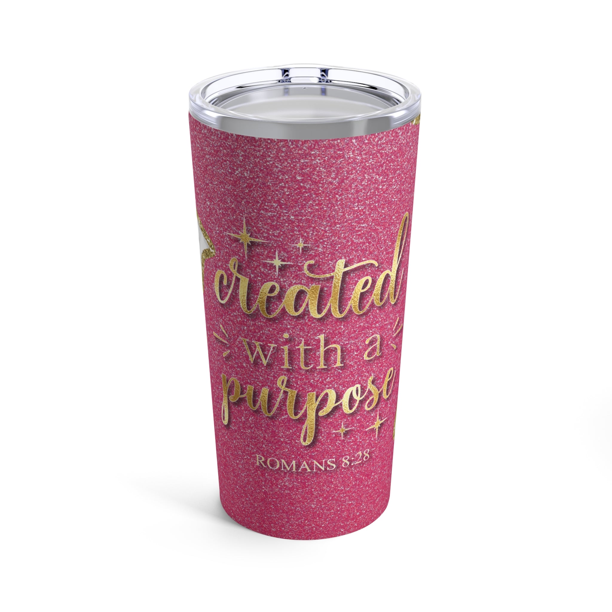 Created With a Purpose Romans 8:28 Hot-Cold Tumbler 20 oz with Sip Lid Size: 20oz Jesus Passion Apparel