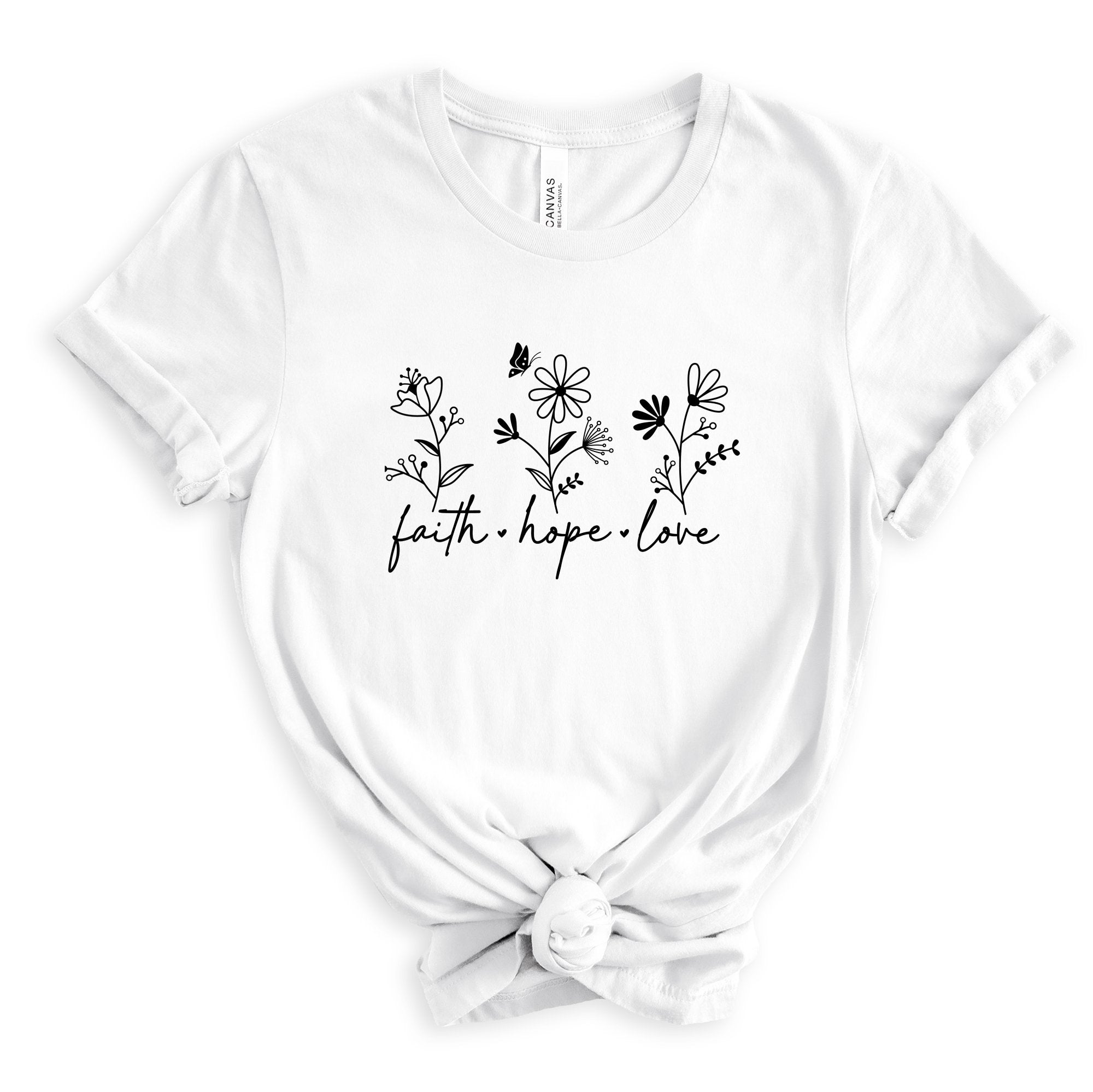 Faith Hope Love Women's Short Sleeve Tee Size: XS Color: White Jesus Passion Apparel